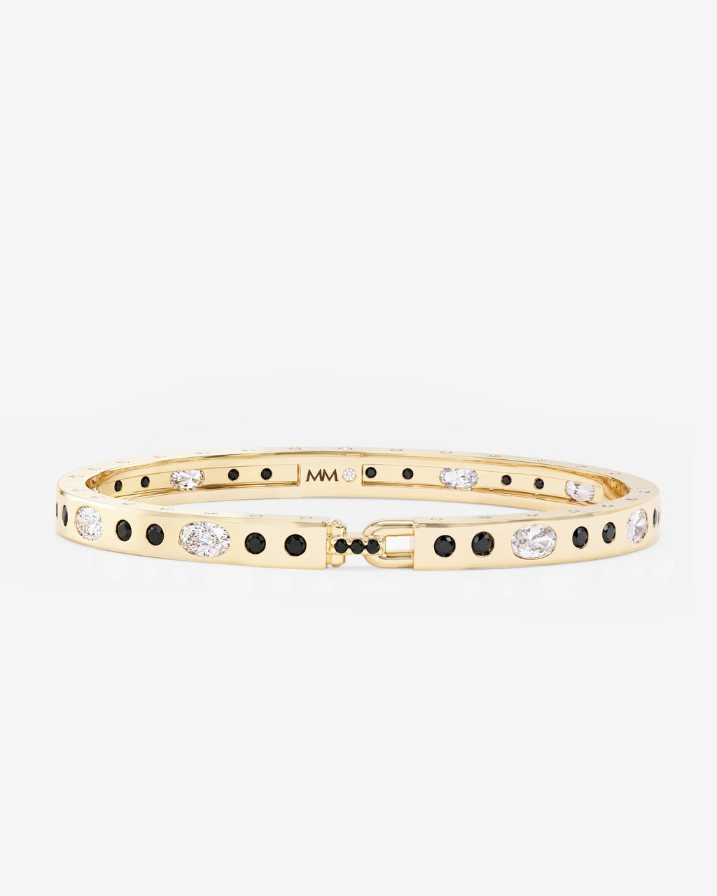 Ashley Sunset Lock Cuff 6mm - Gold|Black Diamondettes