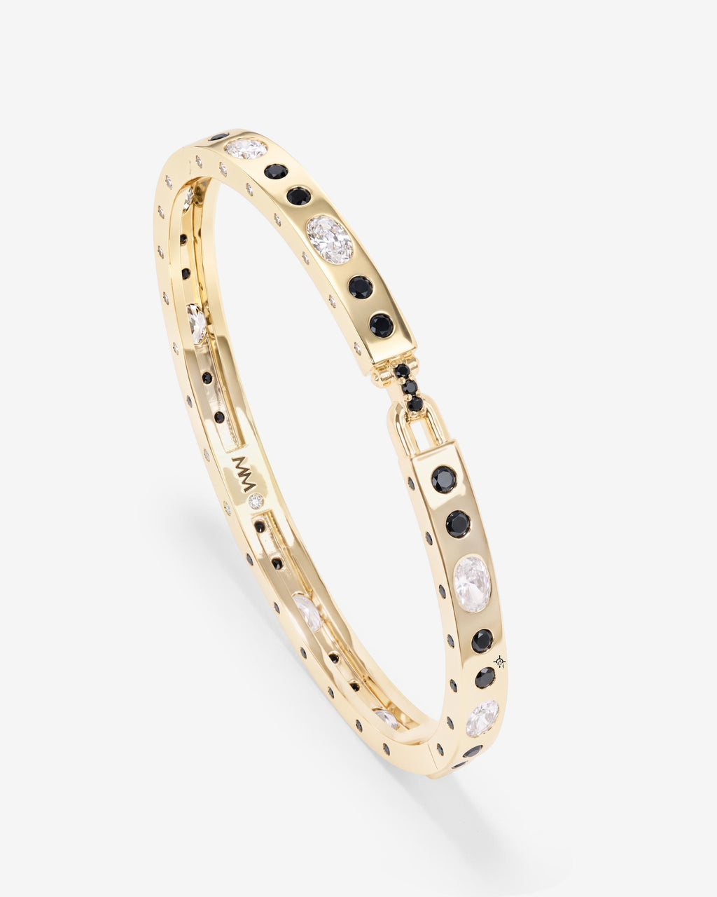 Ashley Sunset Lock Cuff 6mm - Gold|Black Diamondettes