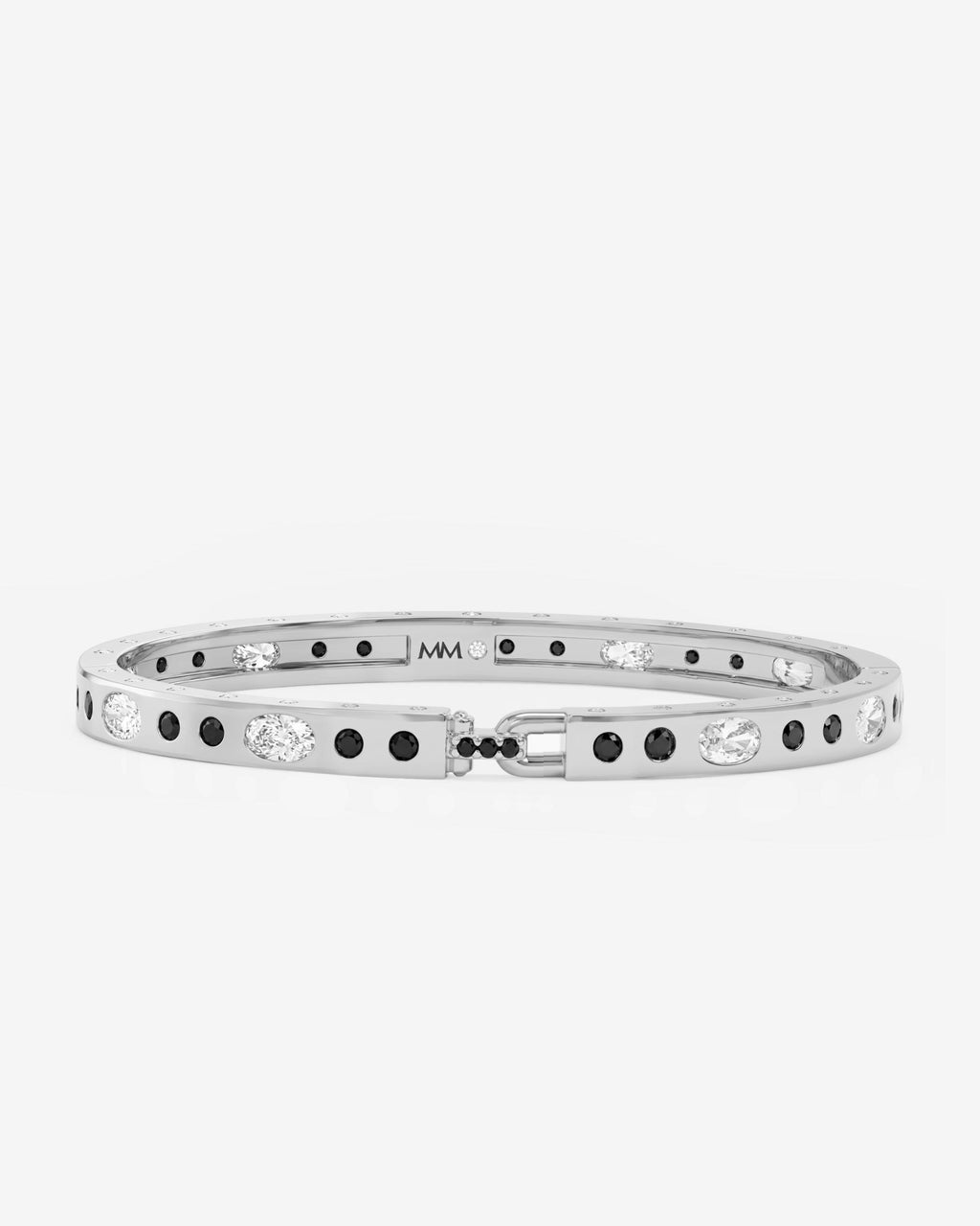Ashley Sunset Lock Cuff 6mm - Silver|Black Diamondettes
