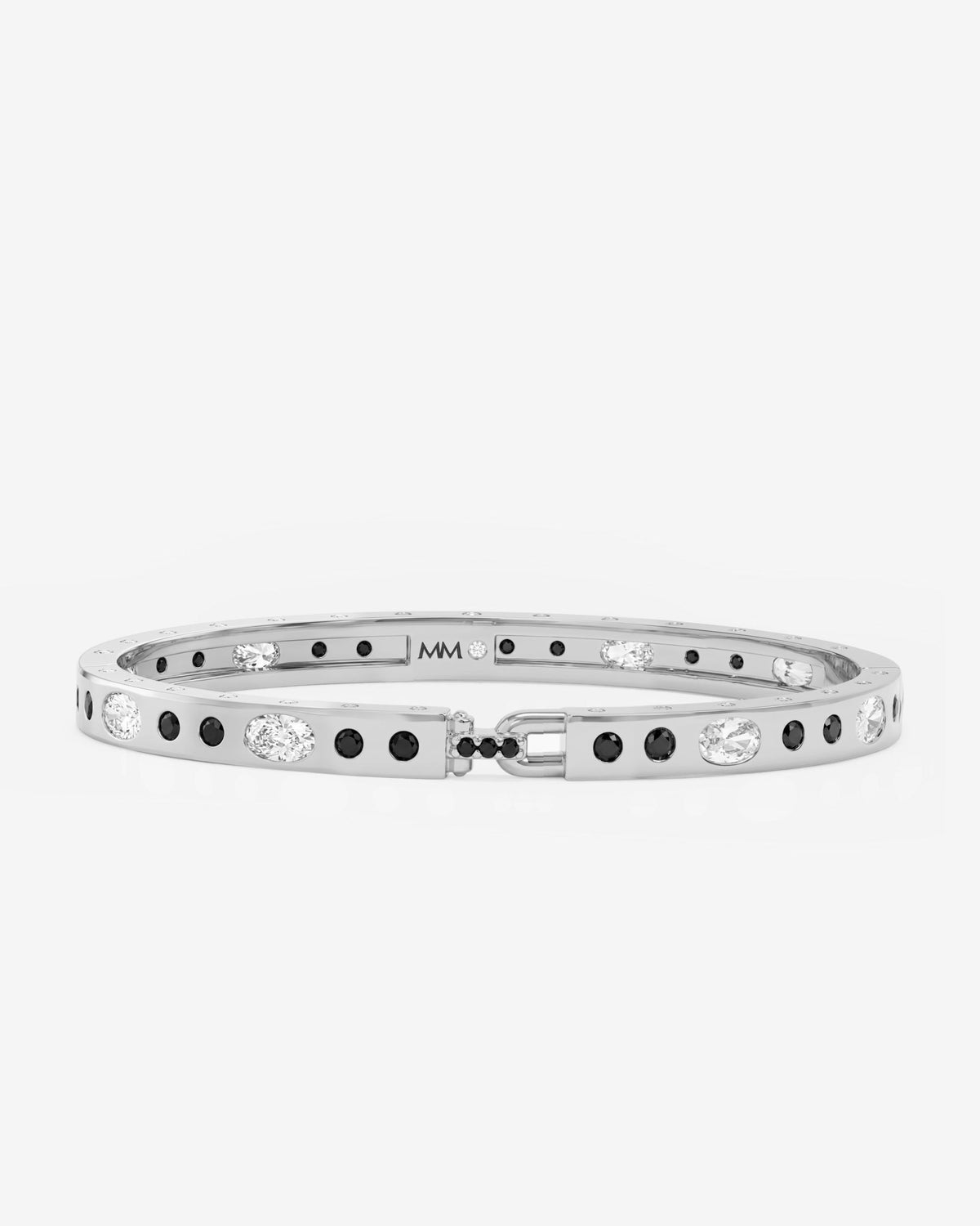 Ashley Sunset Lock Cuff 6mm - Silver|Black Diamondettes