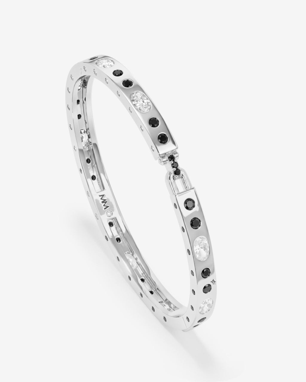 Ashley Sunset Lock Cuff 6mm - Silver|Black Diamondettes