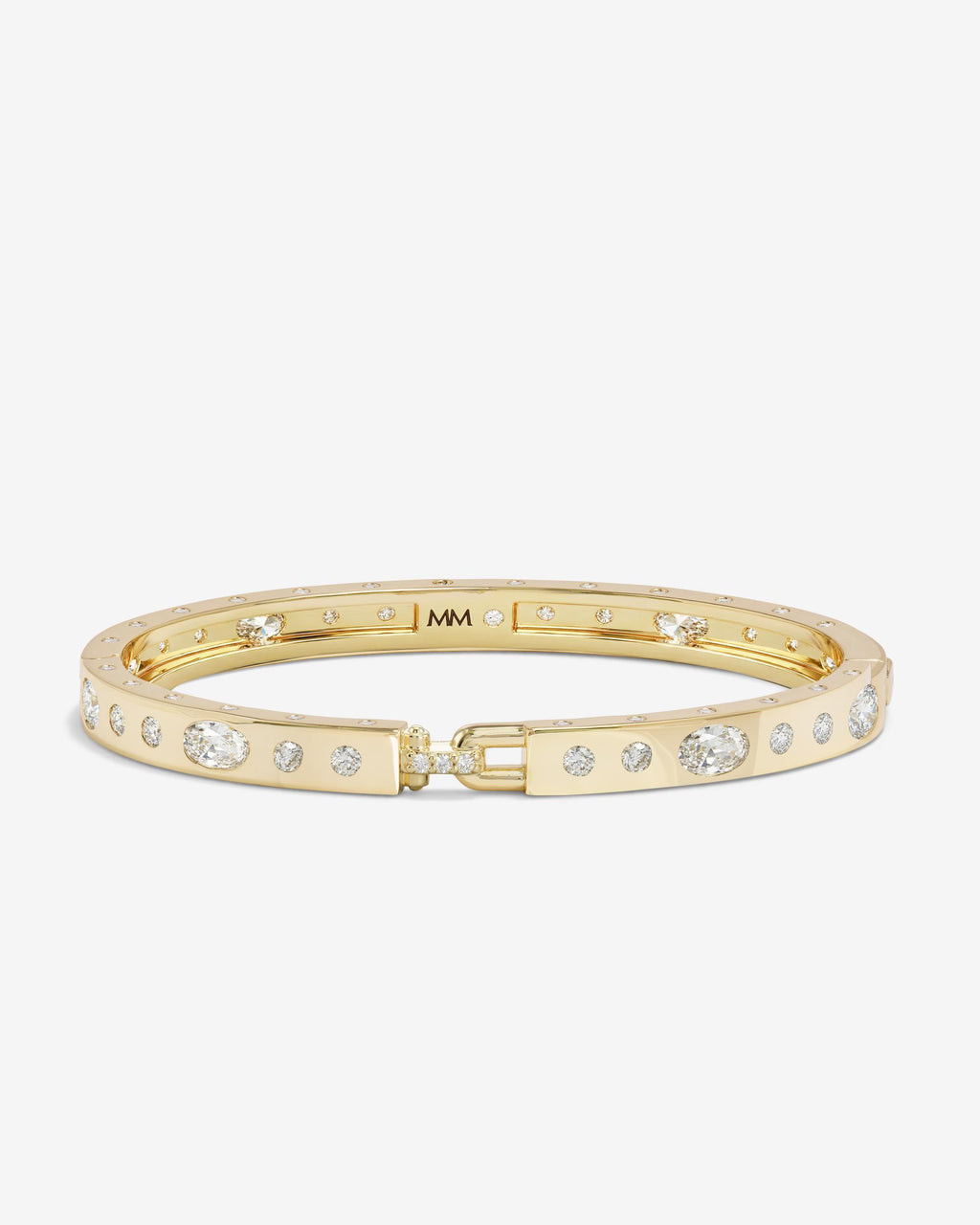 Ashley Sunset Lock Cuff 6mm - Gold|White Diamondettes