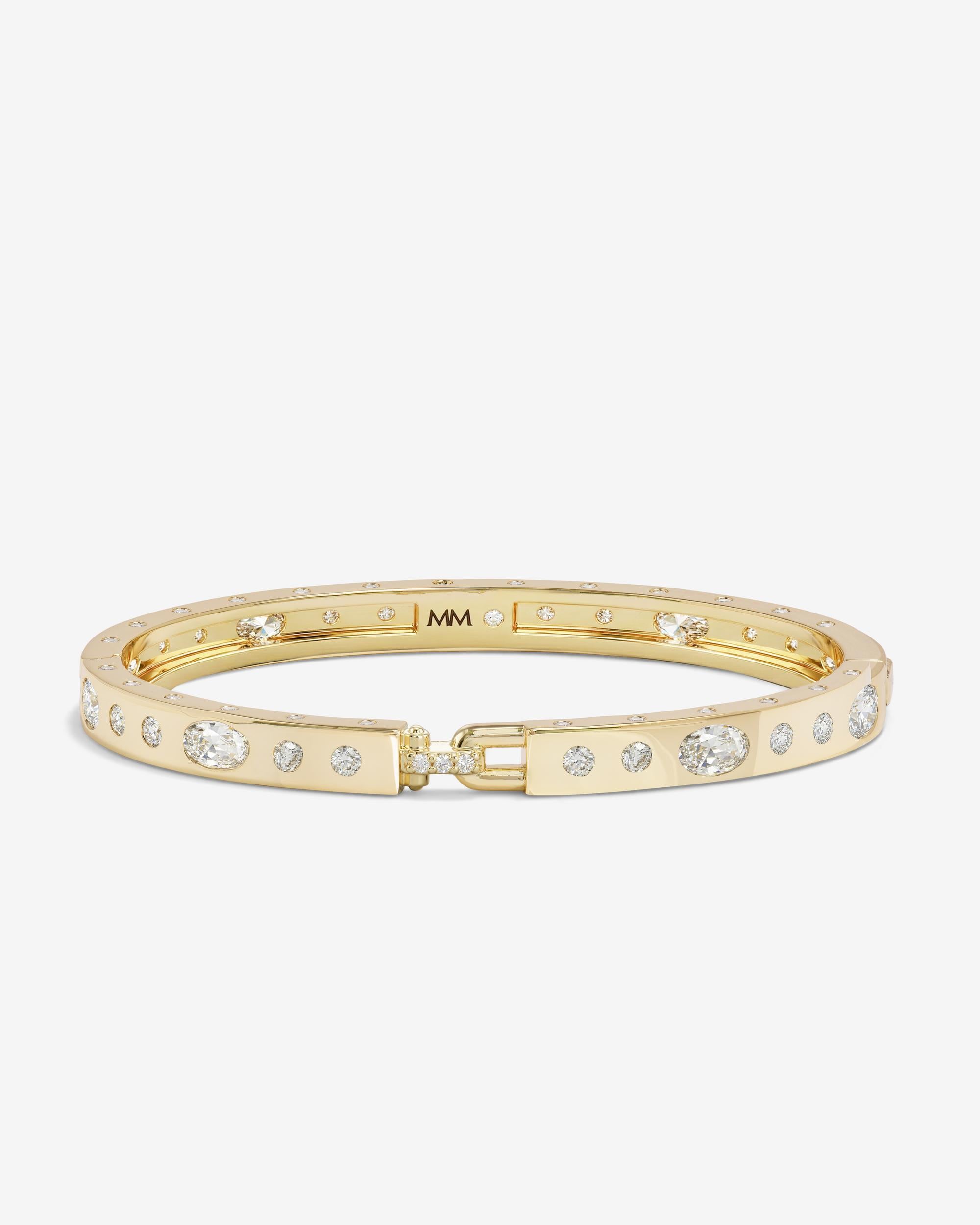Ashley Sunset Lock Cuff 6mm - Gold|White Diamondettes