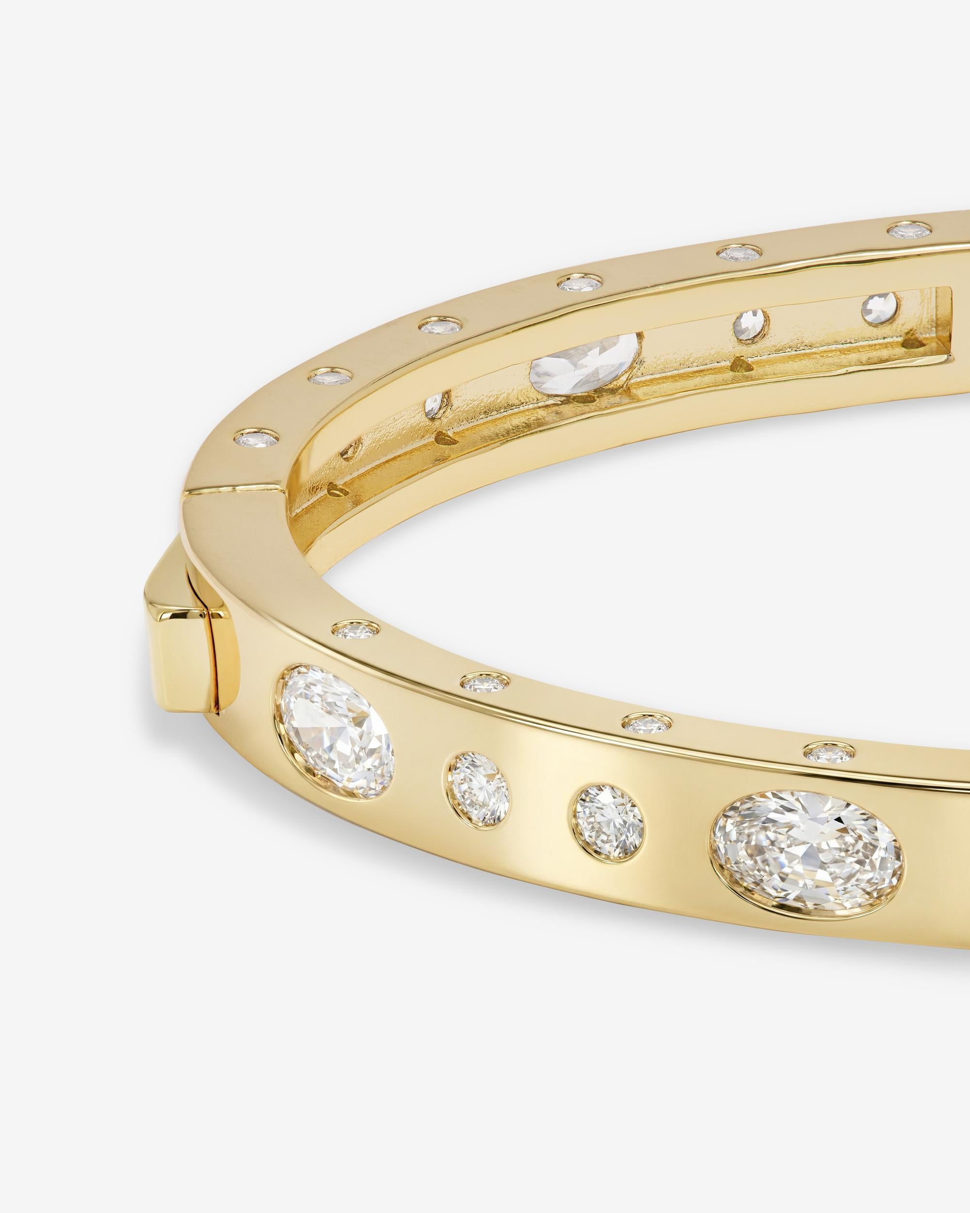 Ashley Sunset Lock Cuff 6mm - Gold|White Diamondettes