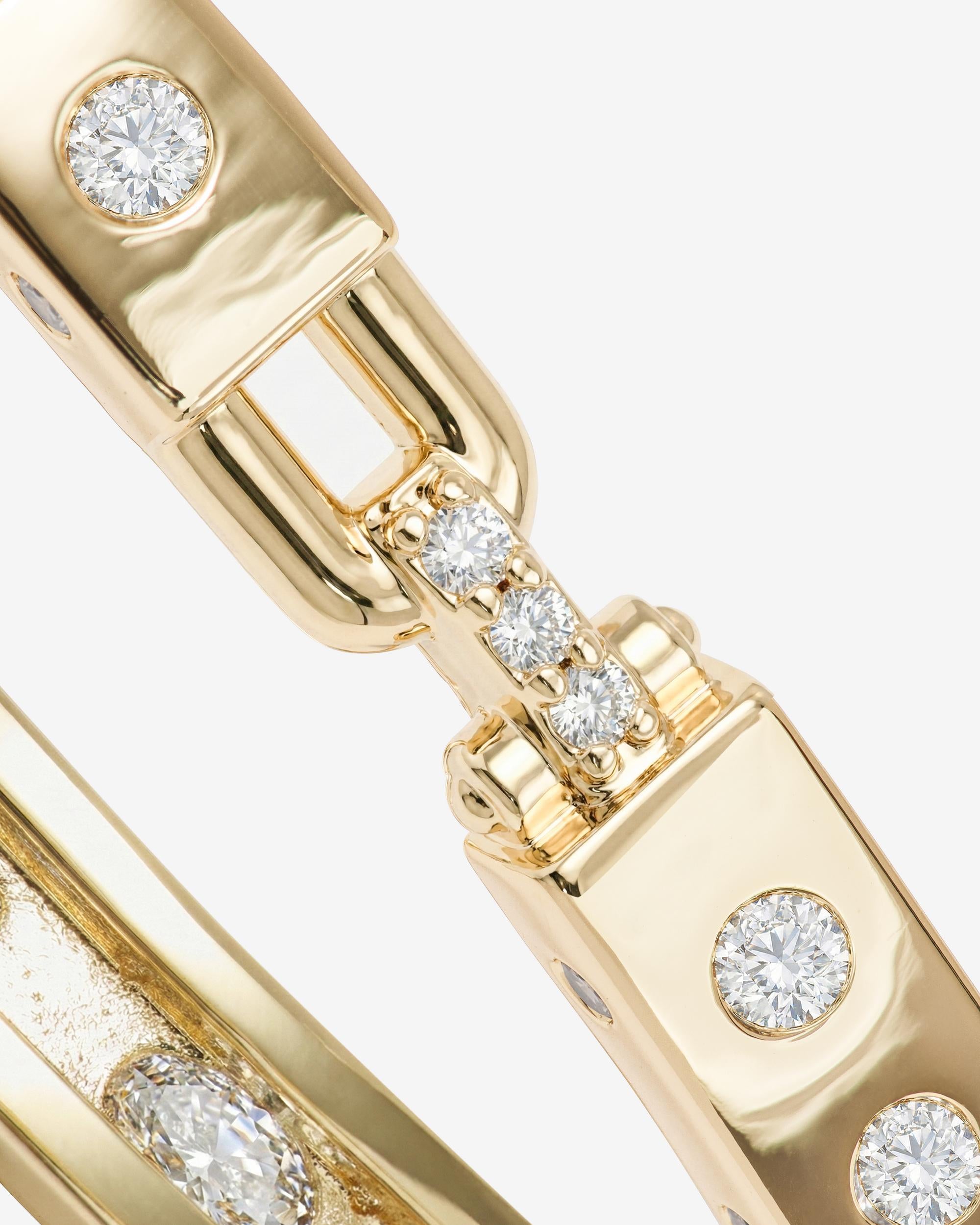 Ashley Sunset Lock Cuff 6mm - Gold|White Diamondettes