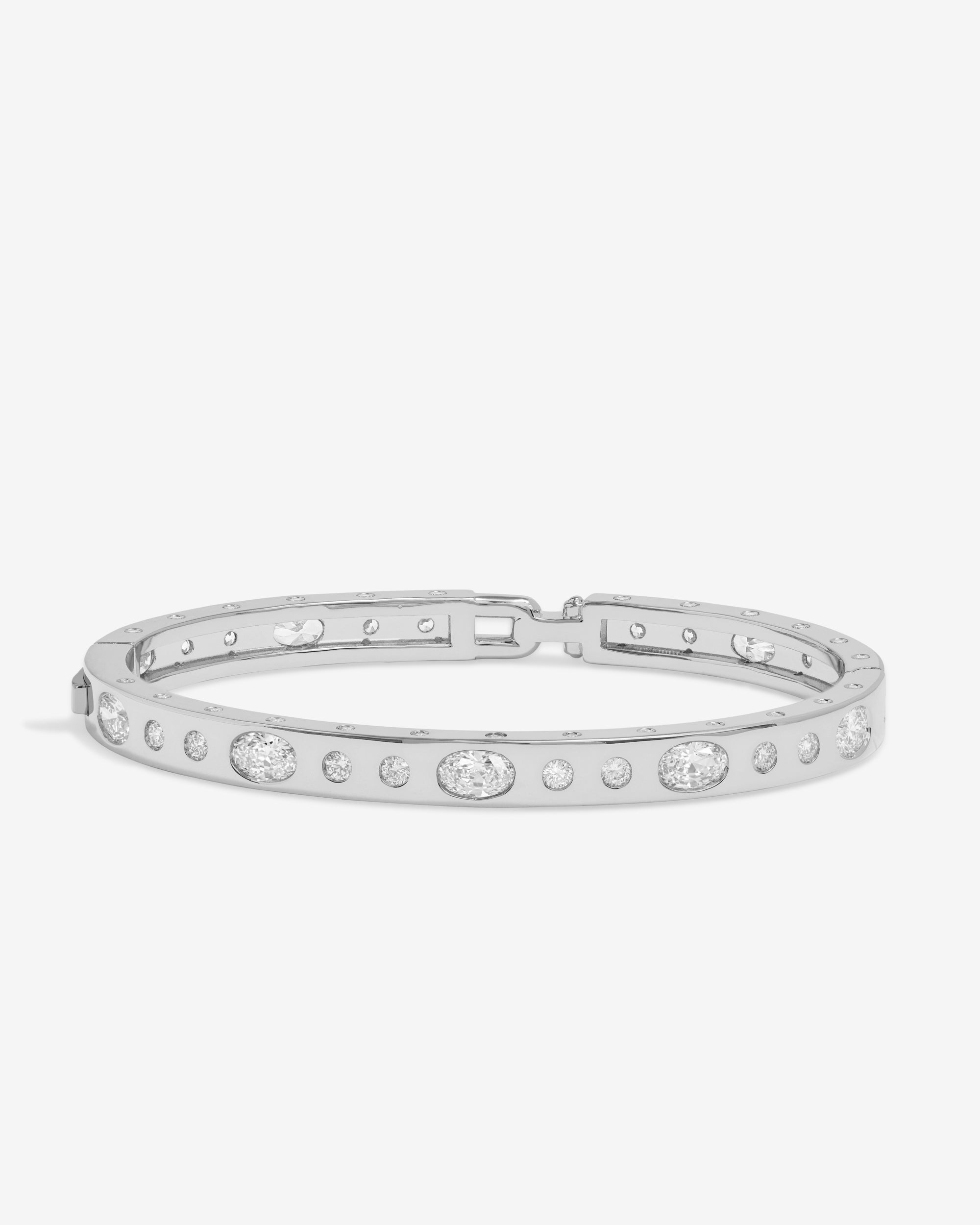 Ashley Sunset Lock Cuff 6mm - Silver|White Diamondettes