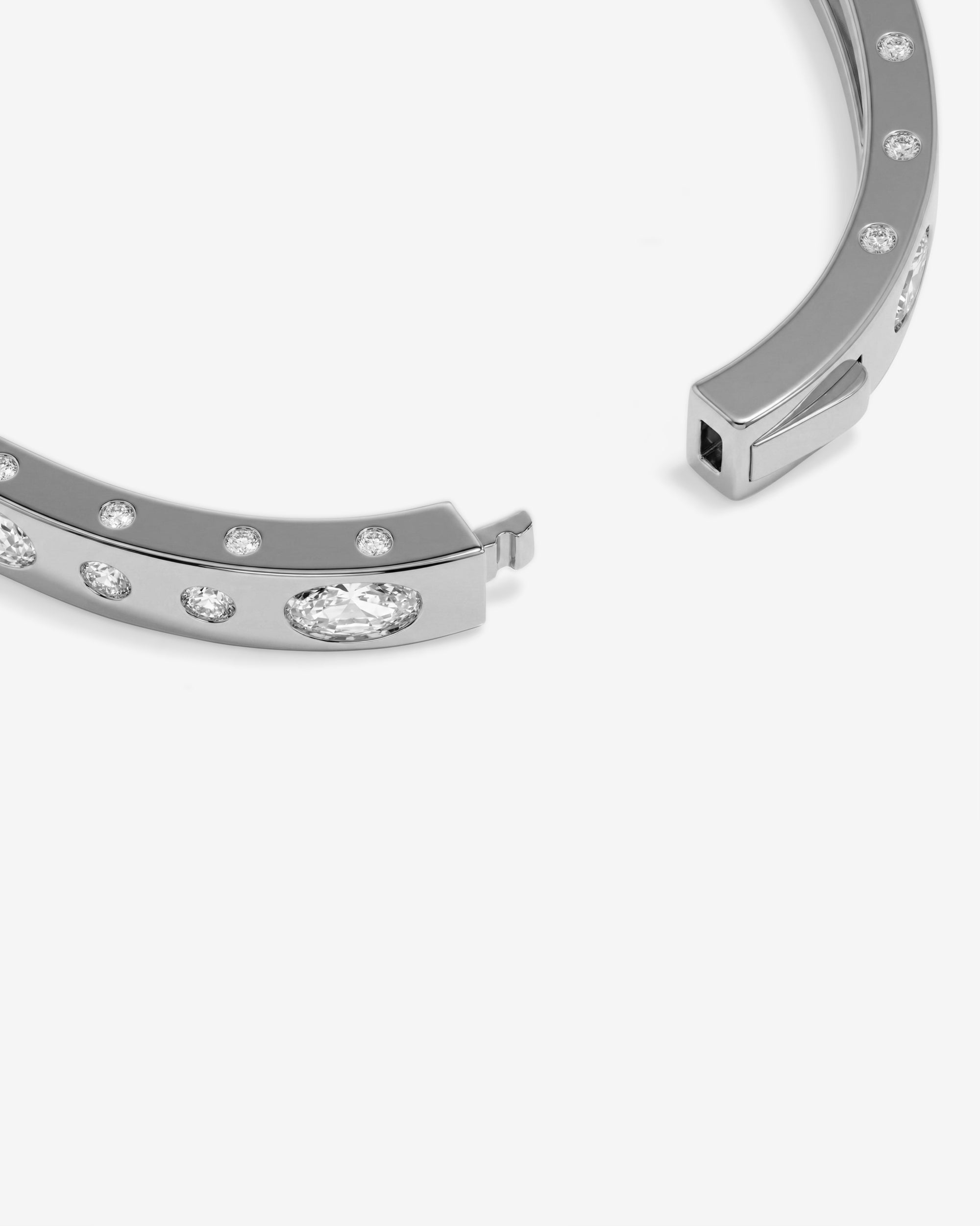 Ashley Sunset Lock Cuff 6mm - Silver|White Diamondettes