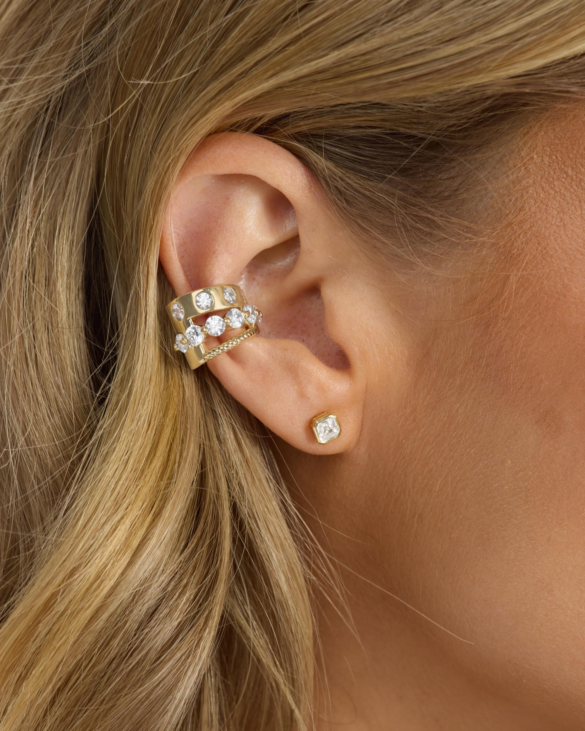 Ashley Venice Ear Cuff - Gold|White Diamondettes