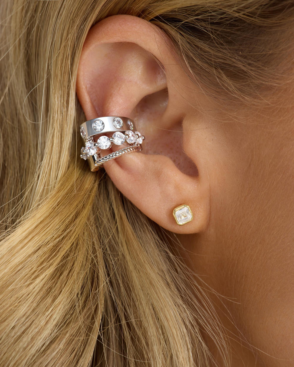 Ashley Venice Ear Cuff - Silver|White Diamondettes