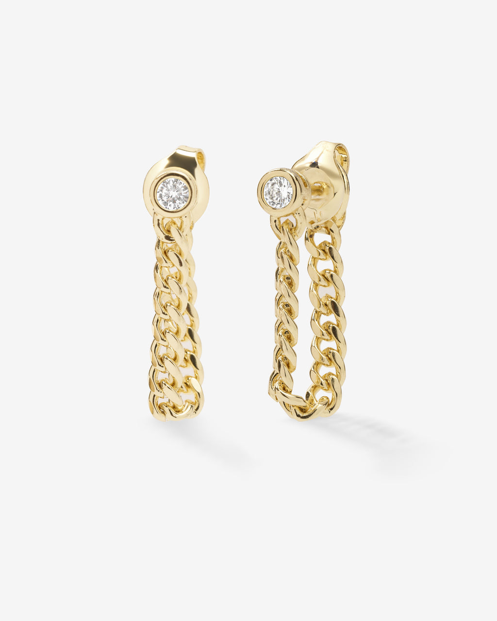 Julian 3mm Soft Chain Hoops Gold White Diamondettes