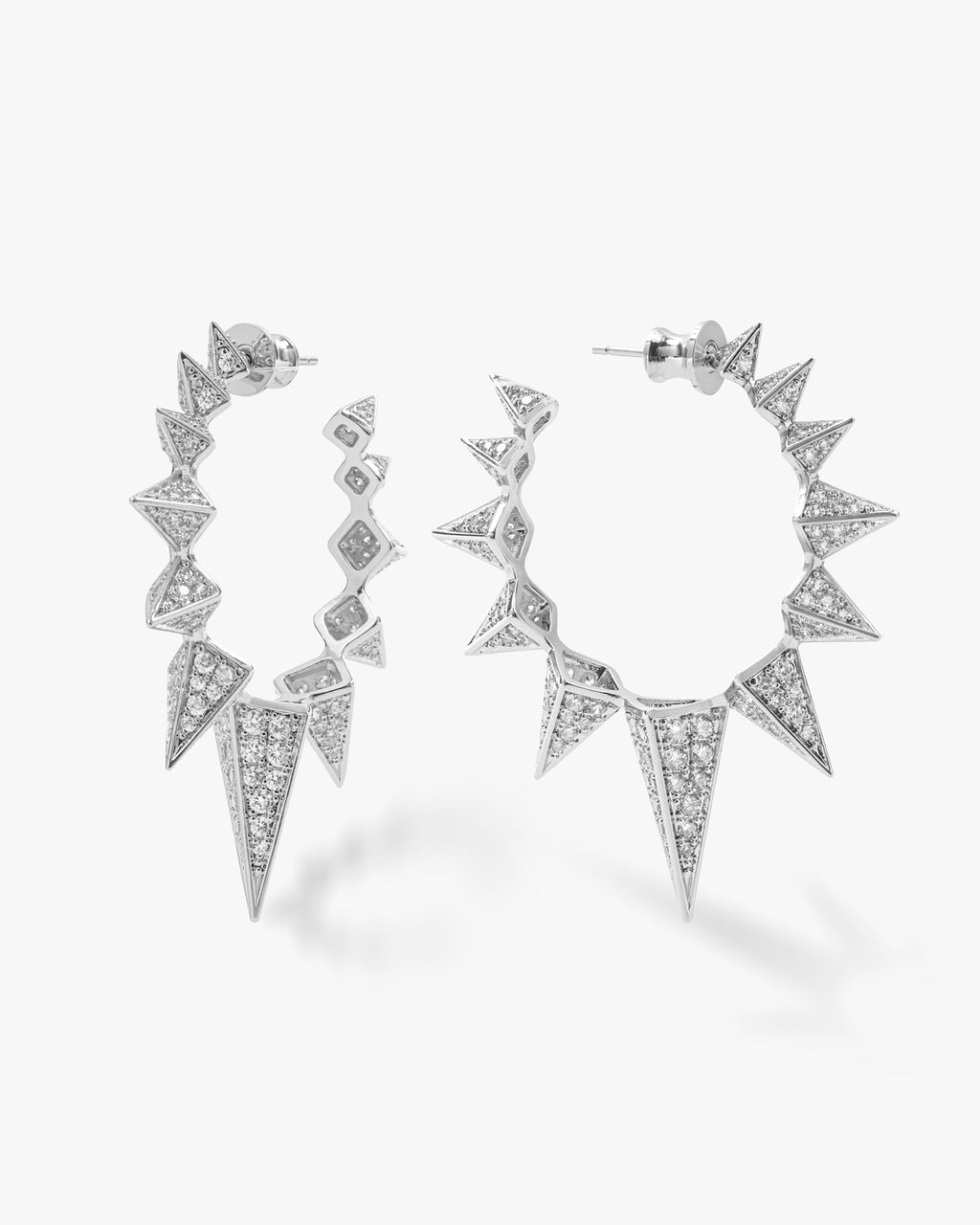 Oversized Mama Gabriella Pavé Spiked Hoops in Silver – Melinda