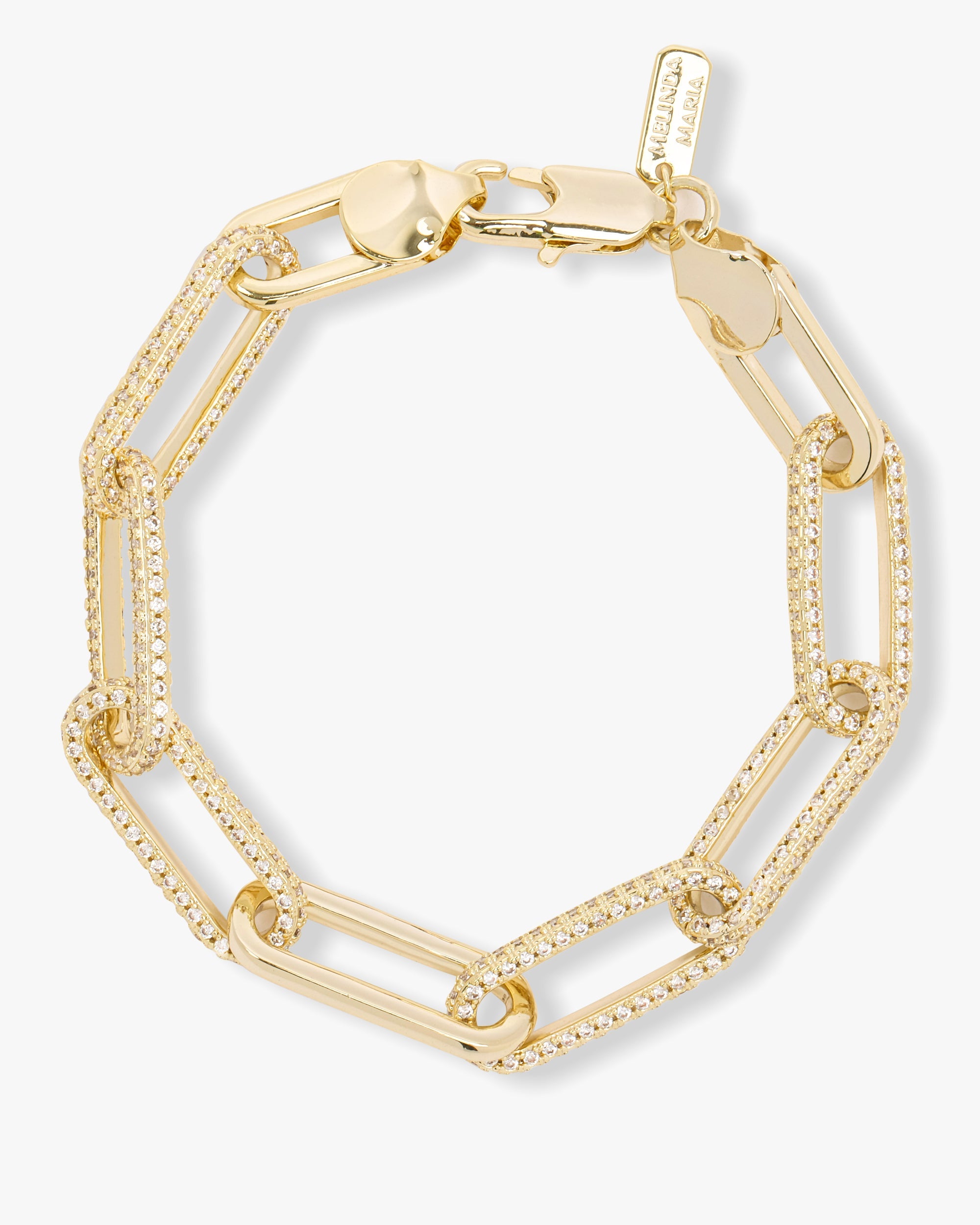 Carrie Pavé Chain Link Bracelet 8mm - Gold|White Diamondettes