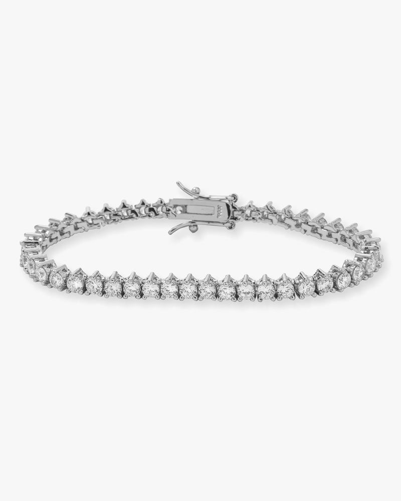 Not Your Basic Tennis Bracelet - Silver|White Diamondettes