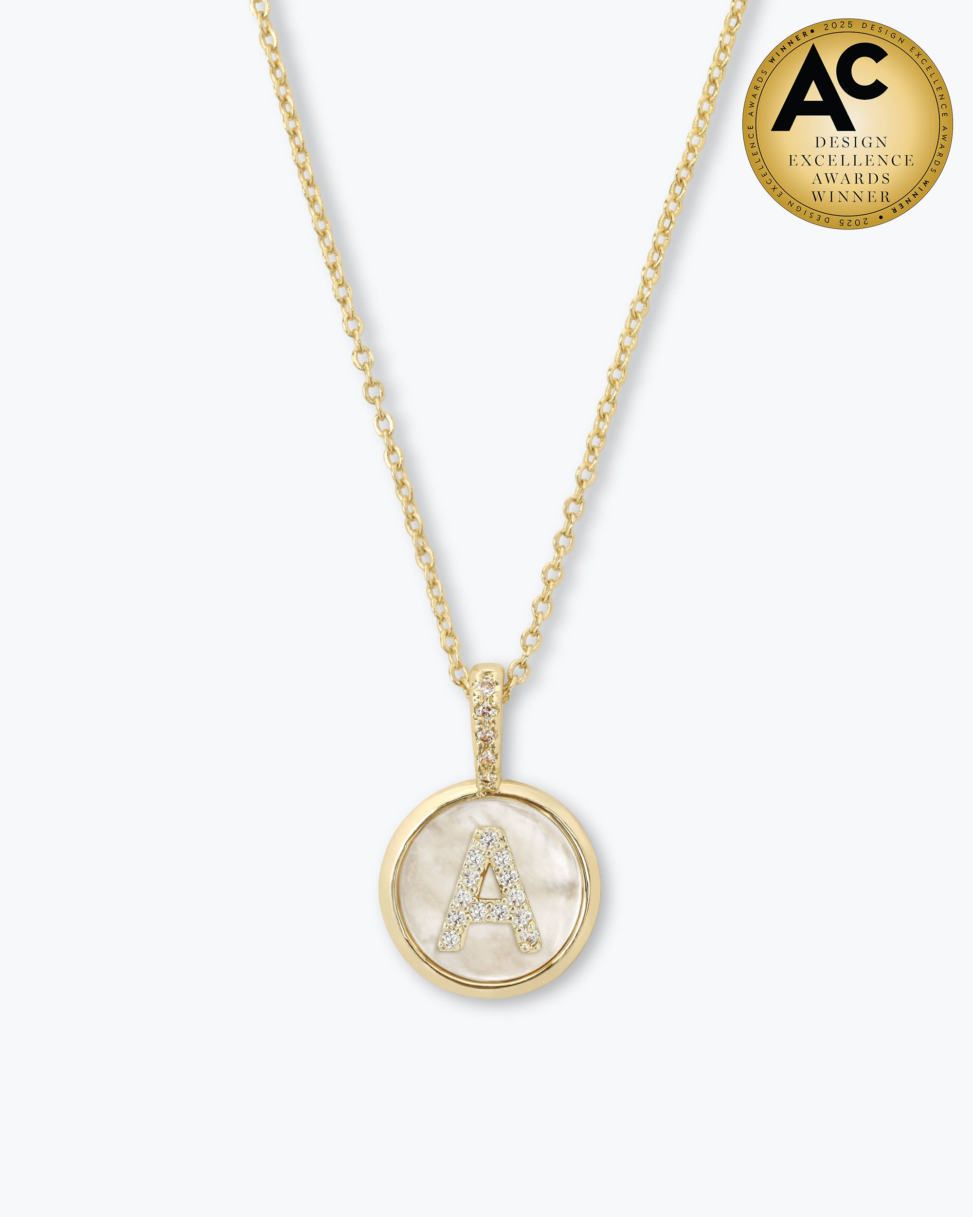 Baby Love Letters Medallion Necklace - Gold|White Diamondettes