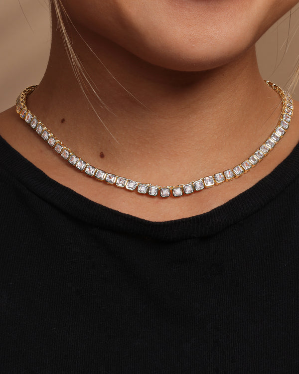 Baby Duchess Tennis Necklace - Gold|White Diamondettes