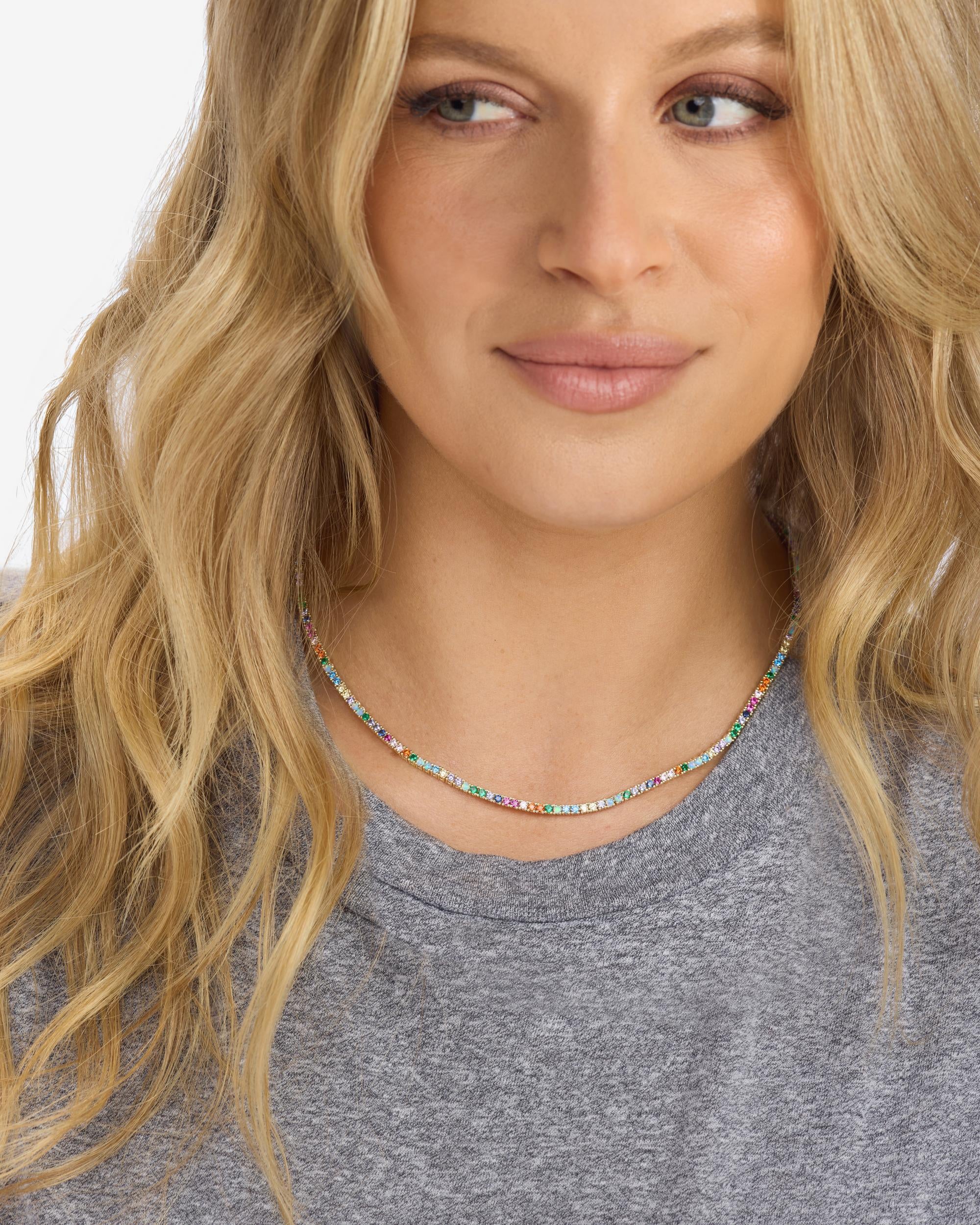 ロサンゼルス・ドジャース Lusso Helena ブレスレット Heiress Tennis Necklace 2mm | Gold Multi-Stone Sparkle – Melinda