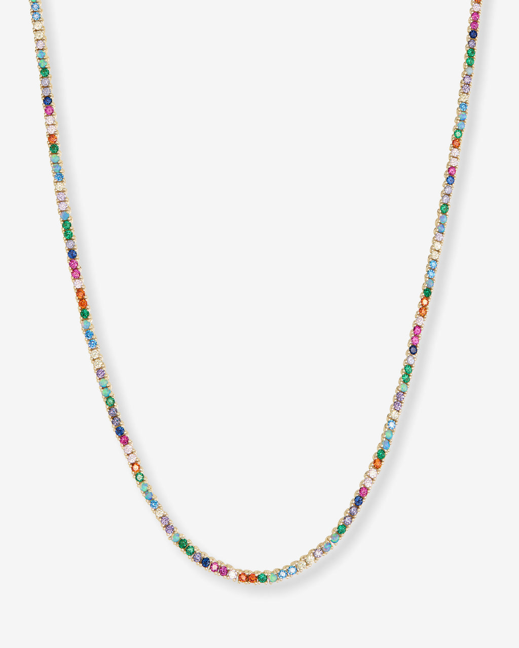 Heiress Tennis Necklace 2mm - Gold|Multi Stone