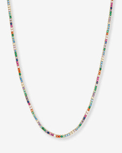 Heiress Tennis Necklace 2mm - Gold|Multi Stone