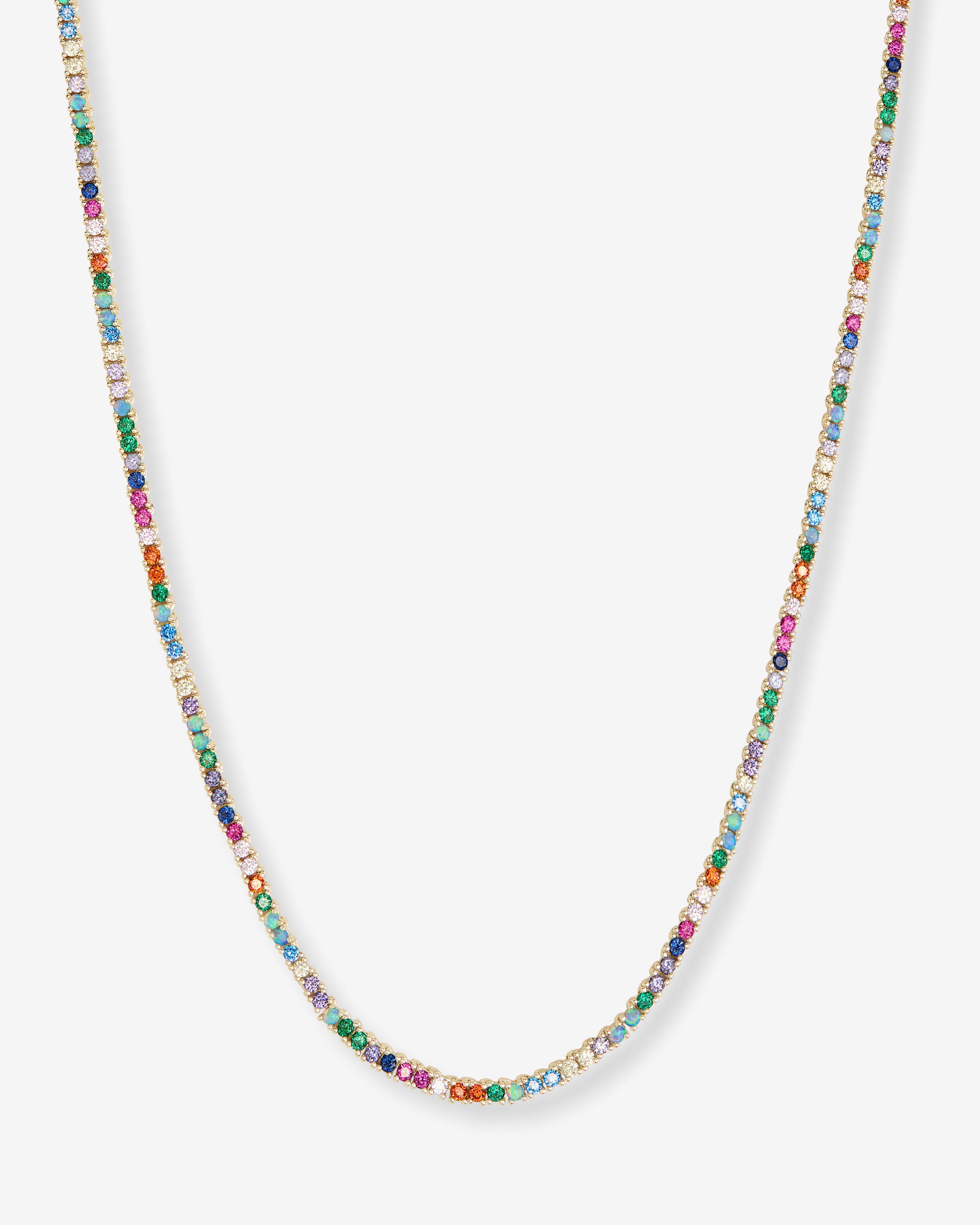 Heiress Tennis Necklace 2mm - Gold|Multi Stone