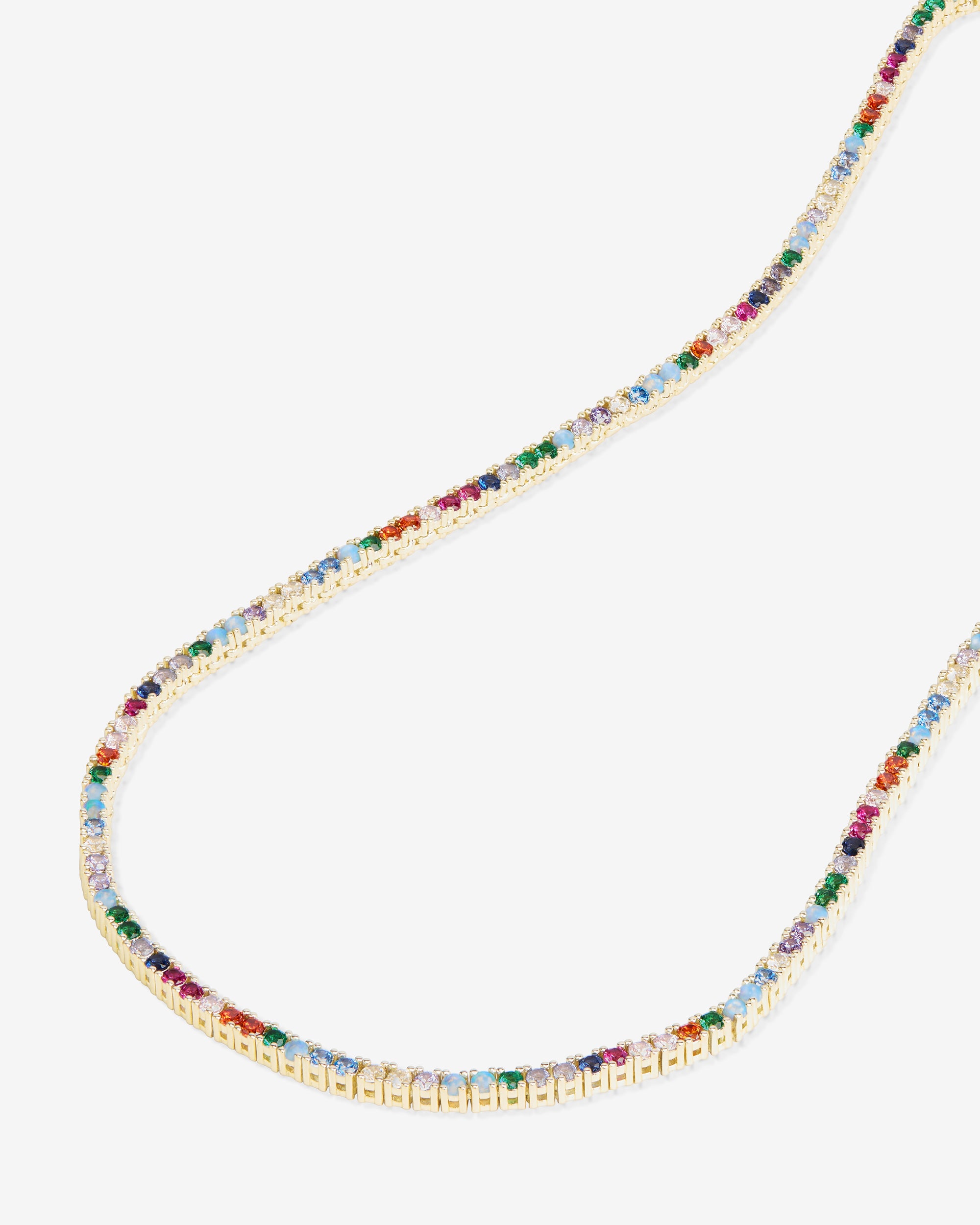 Heiress Tennis Necklace 2mm - Gold|Multi Stone