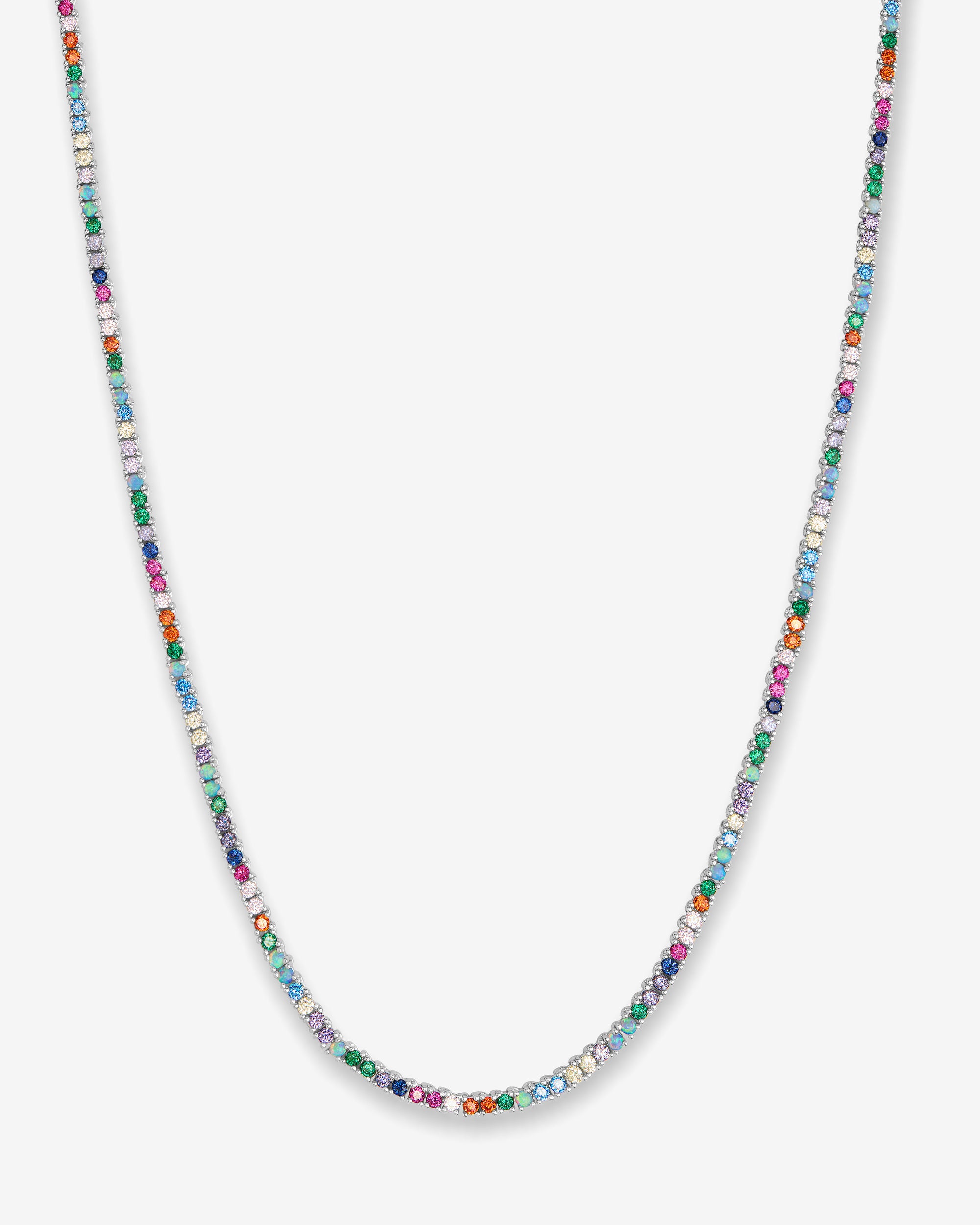 Heiress Tennis Necklace 2mm - Silver|Multi Stone