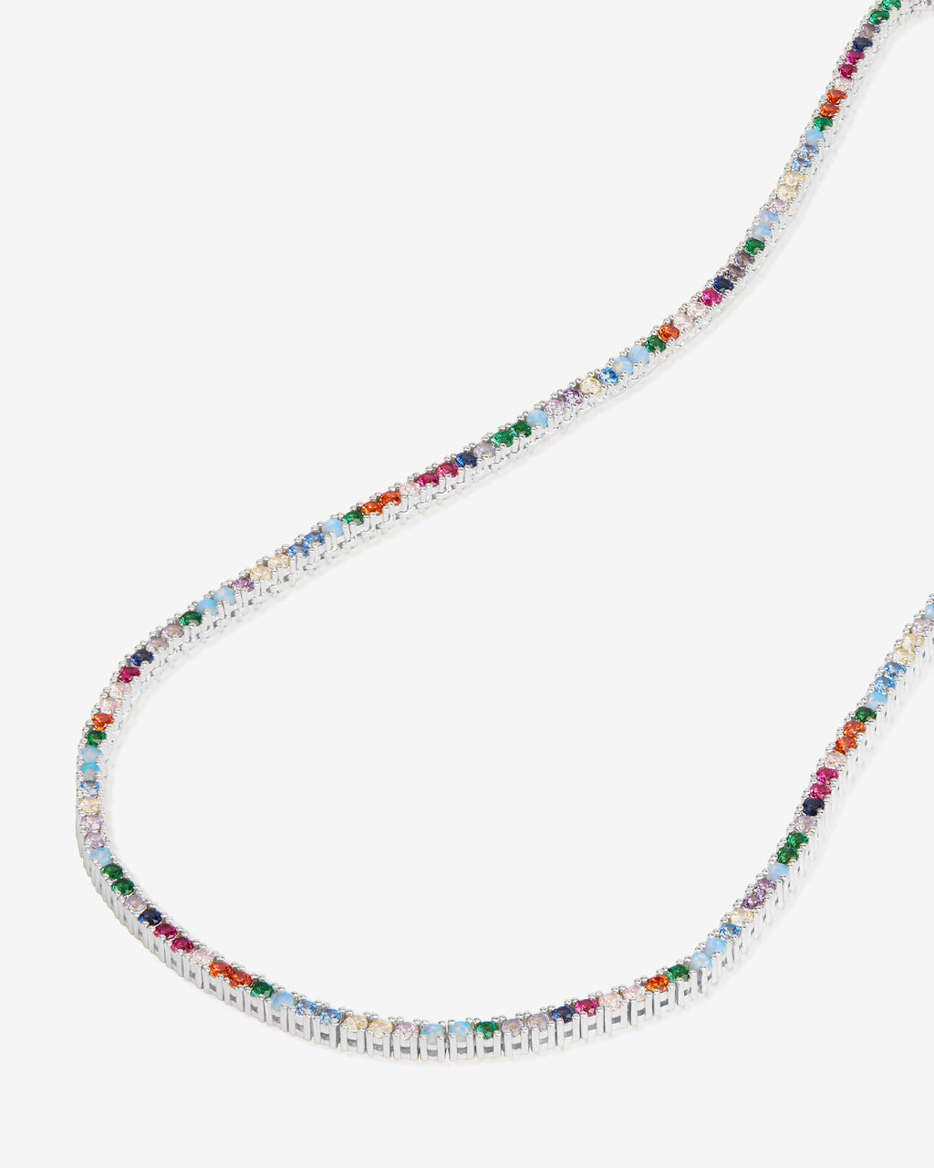 Heiress Tennis Necklace 2mm - Silver|Multi Stone