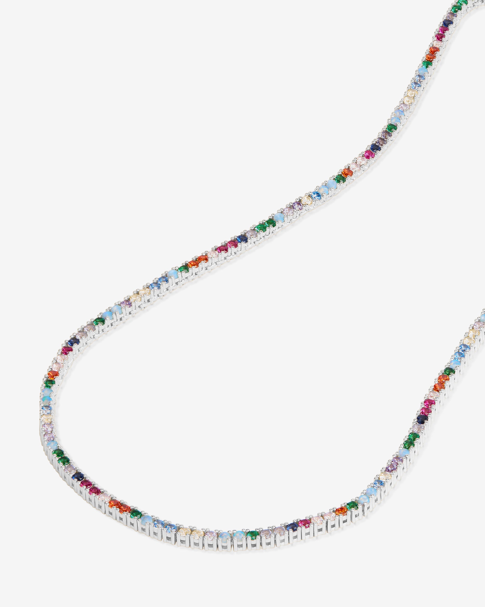 Heiress Tennis Necklace 2mm - Silver|Multi Stone