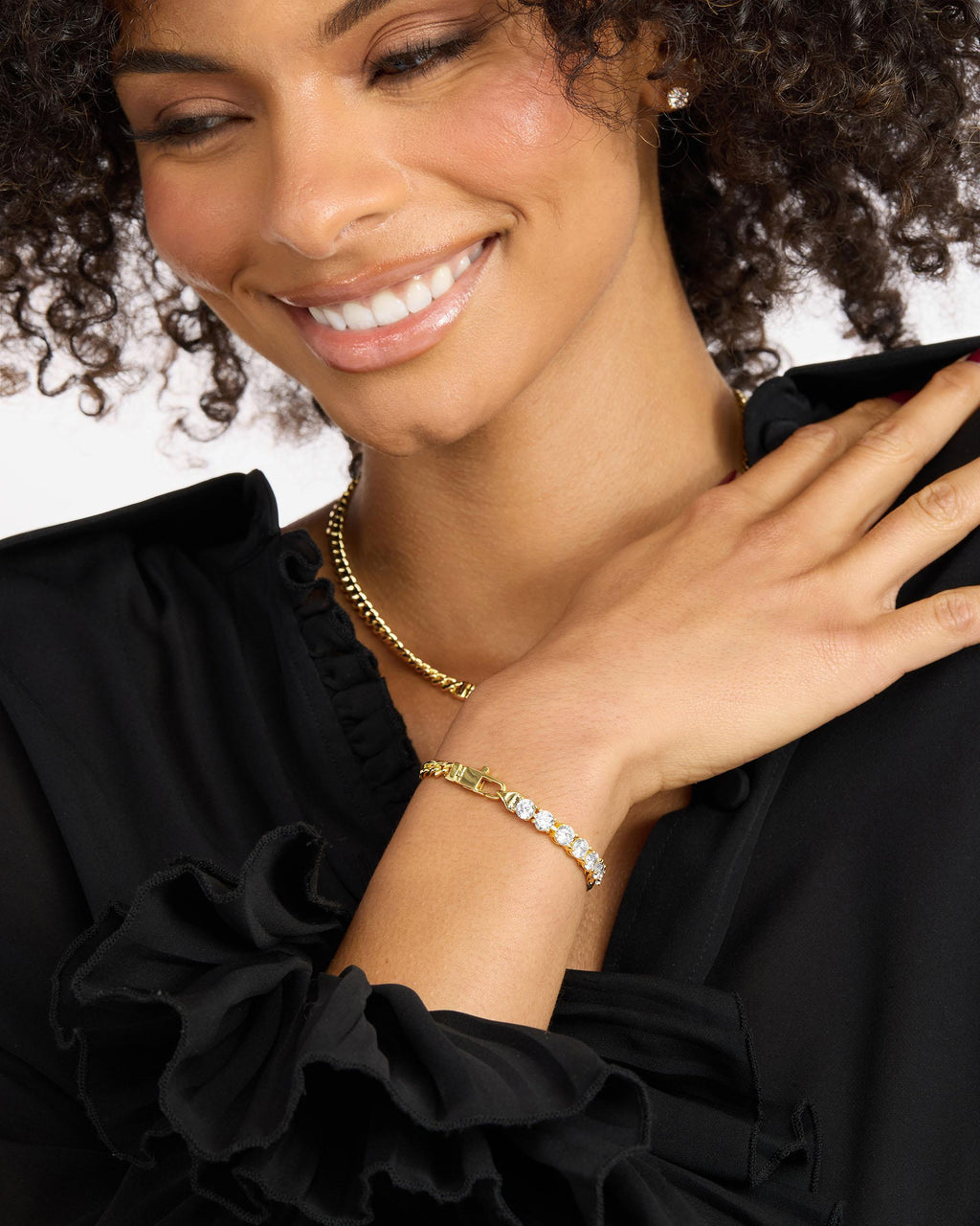 Julian Loves Diamonds Bracelet 5mm - Gold|White Diamondettes