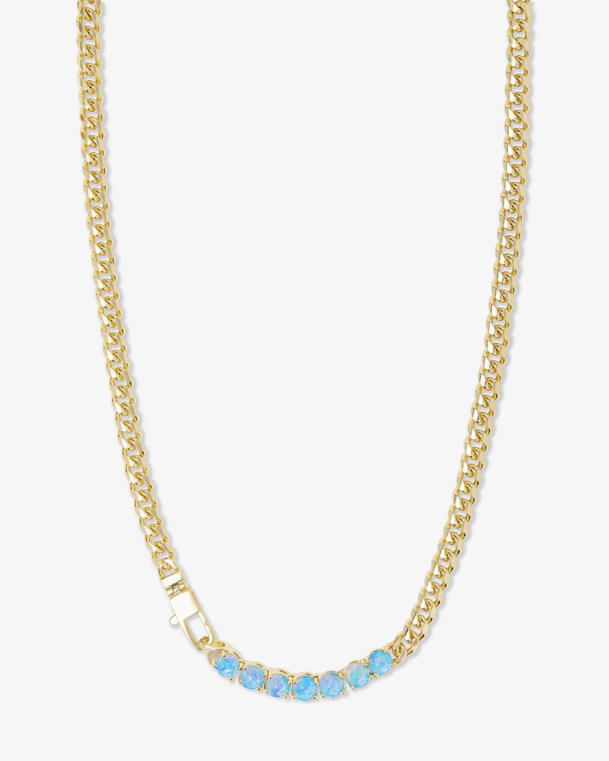 Julian Loves Opals Necklace 5mm - Gold|Blue Opal