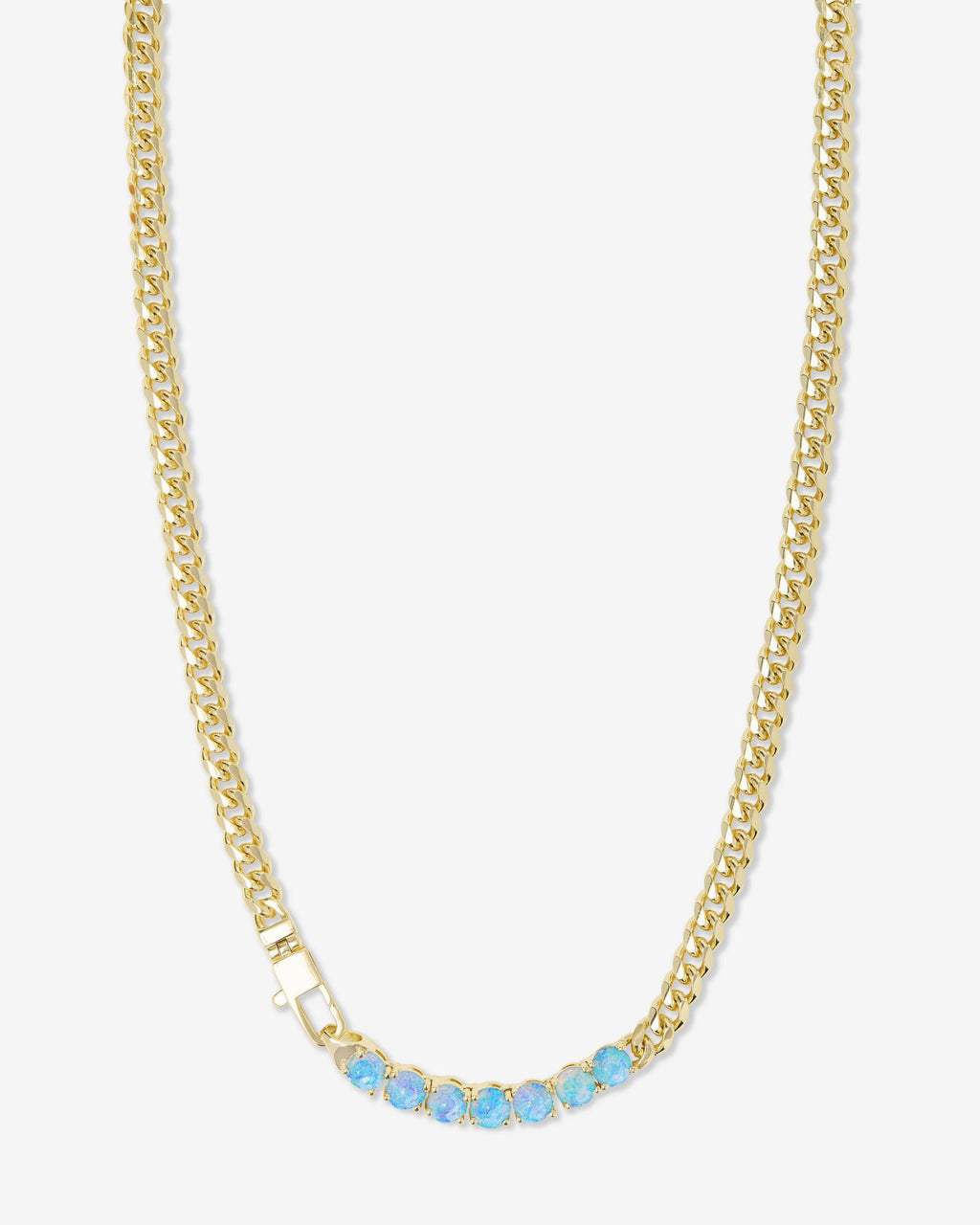 Julian Loves Opals Necklace Gold | Bold 5mm Cuban Chain – Melinda