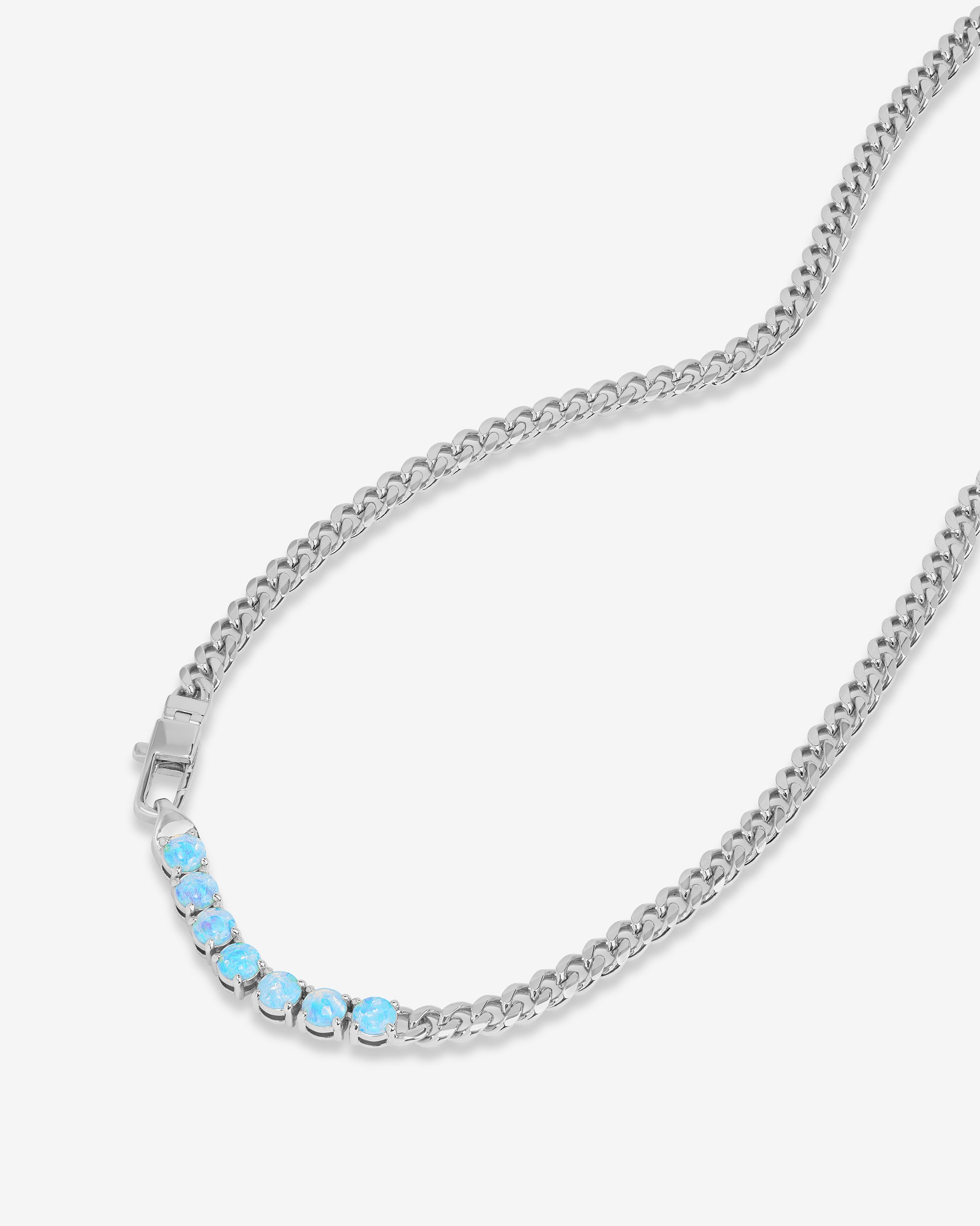 Julian Loves Opals Necklace Silver | Bold 5mm Cuban Chain