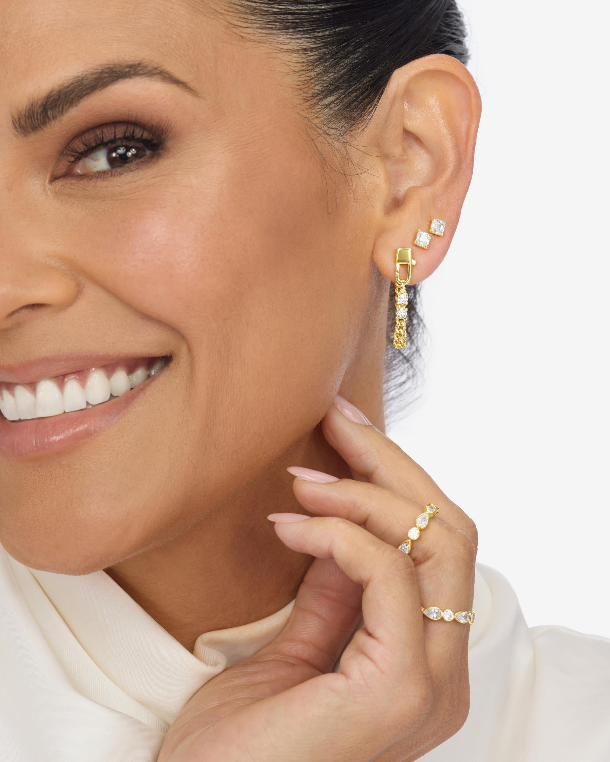 Julian Loves Diamonds 3mm Soft Hoops - Gold|White Diamondettes