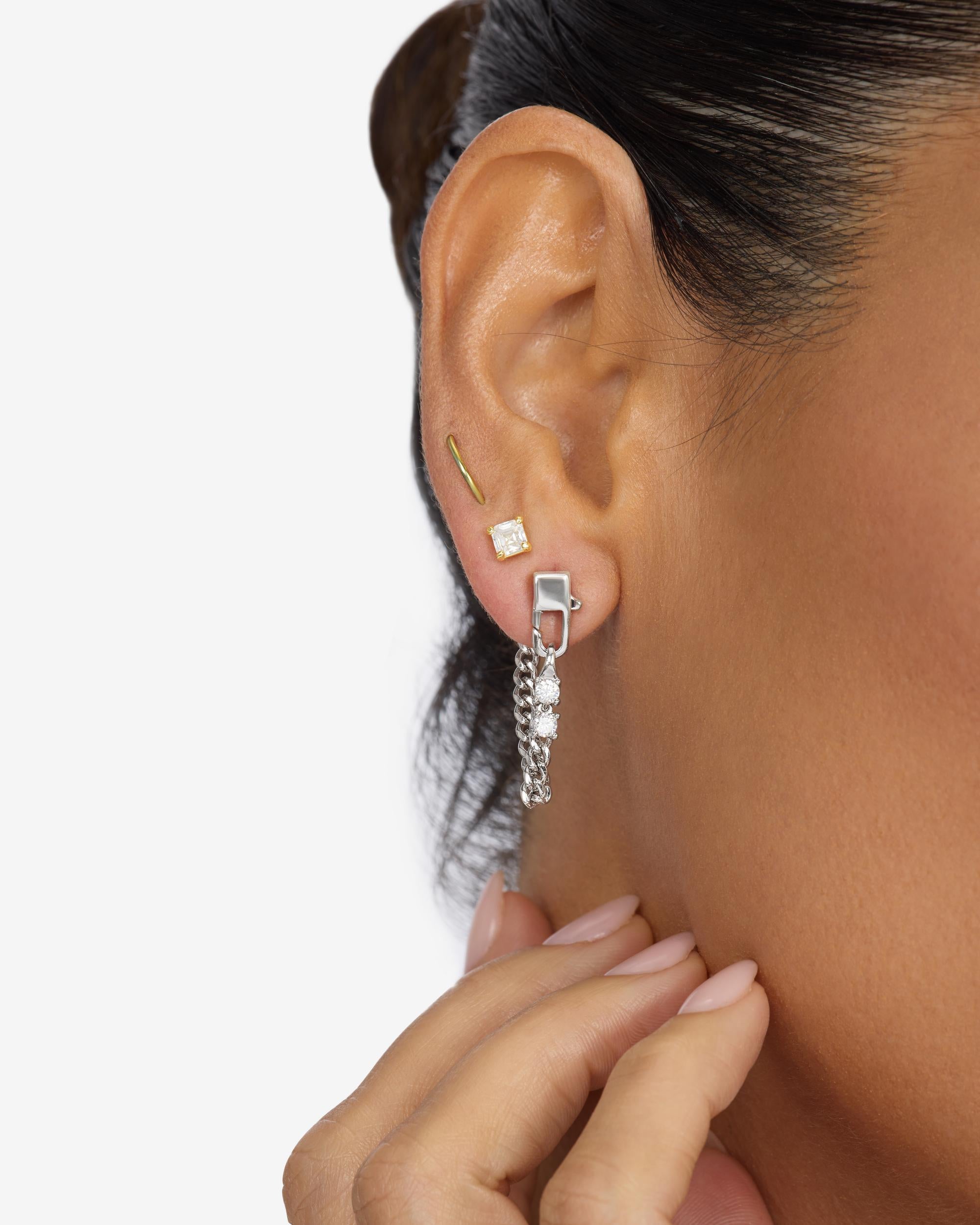 Julian Loves Diamonds 3mm Soft Hoops - Silver|White Diamondettes