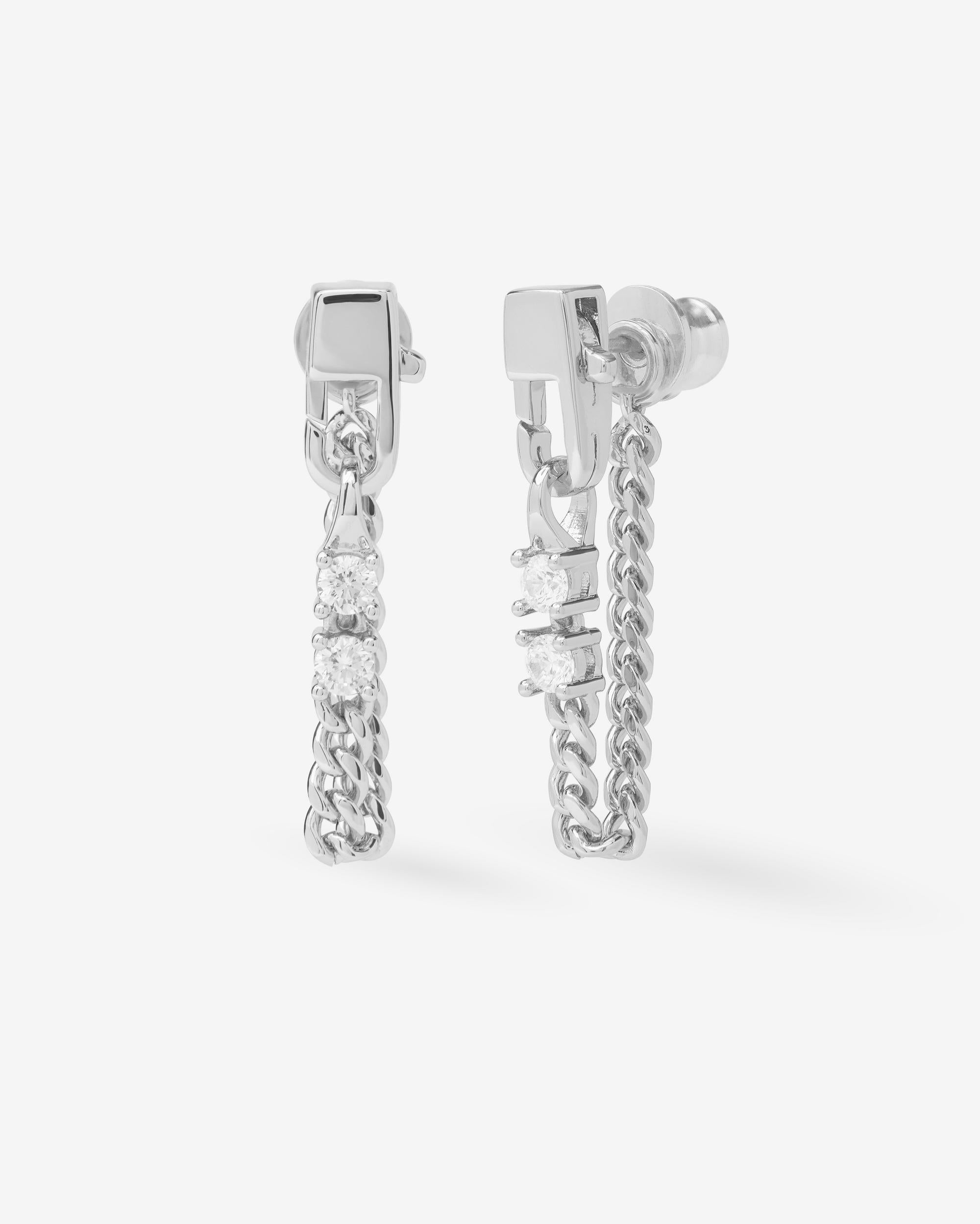 Julian Loves Diamonds 3mm Soft Hoops - Silver|White Diamondettes