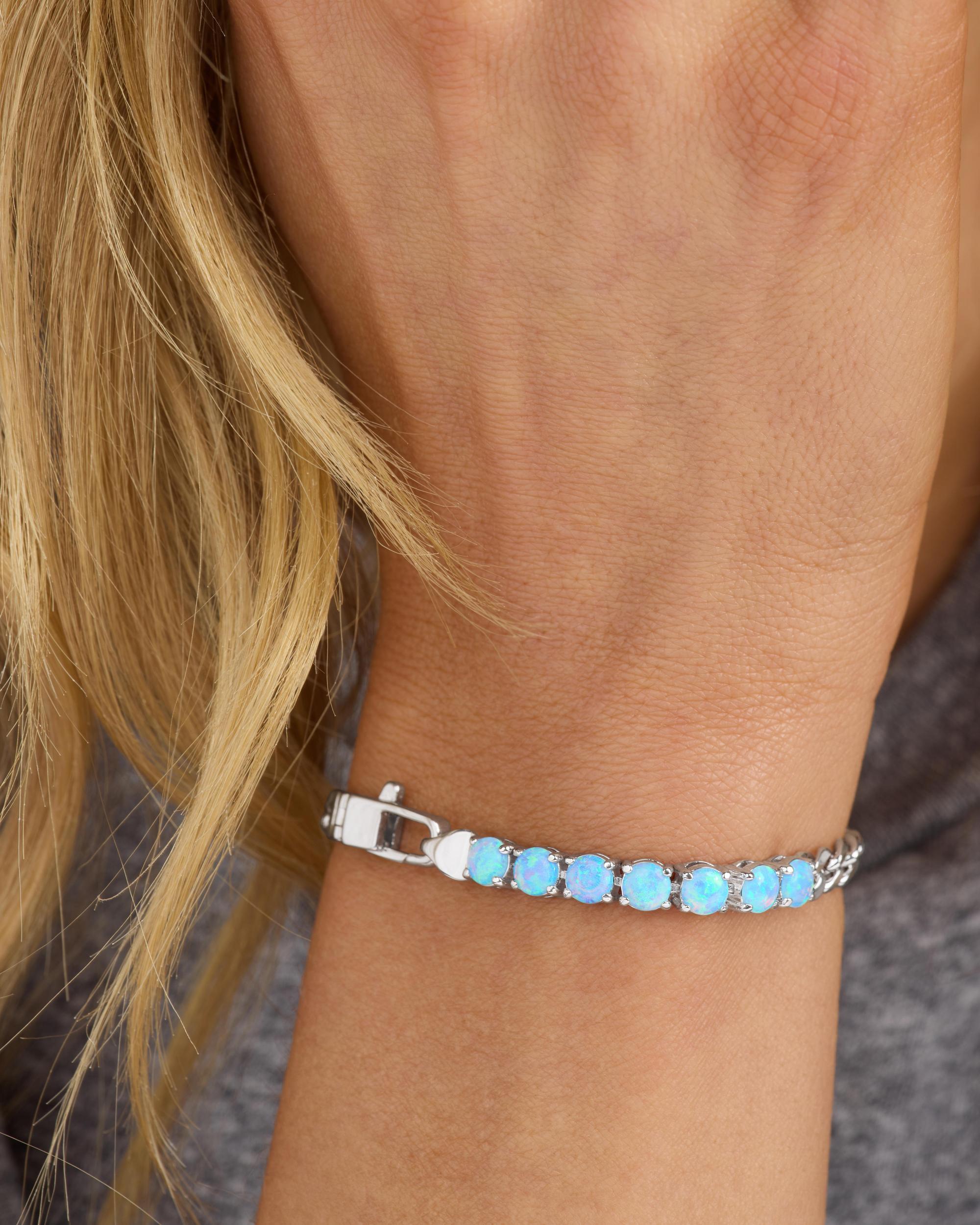 Julian Loves Opals Bracelet 5mm - Silver|Blue Opal