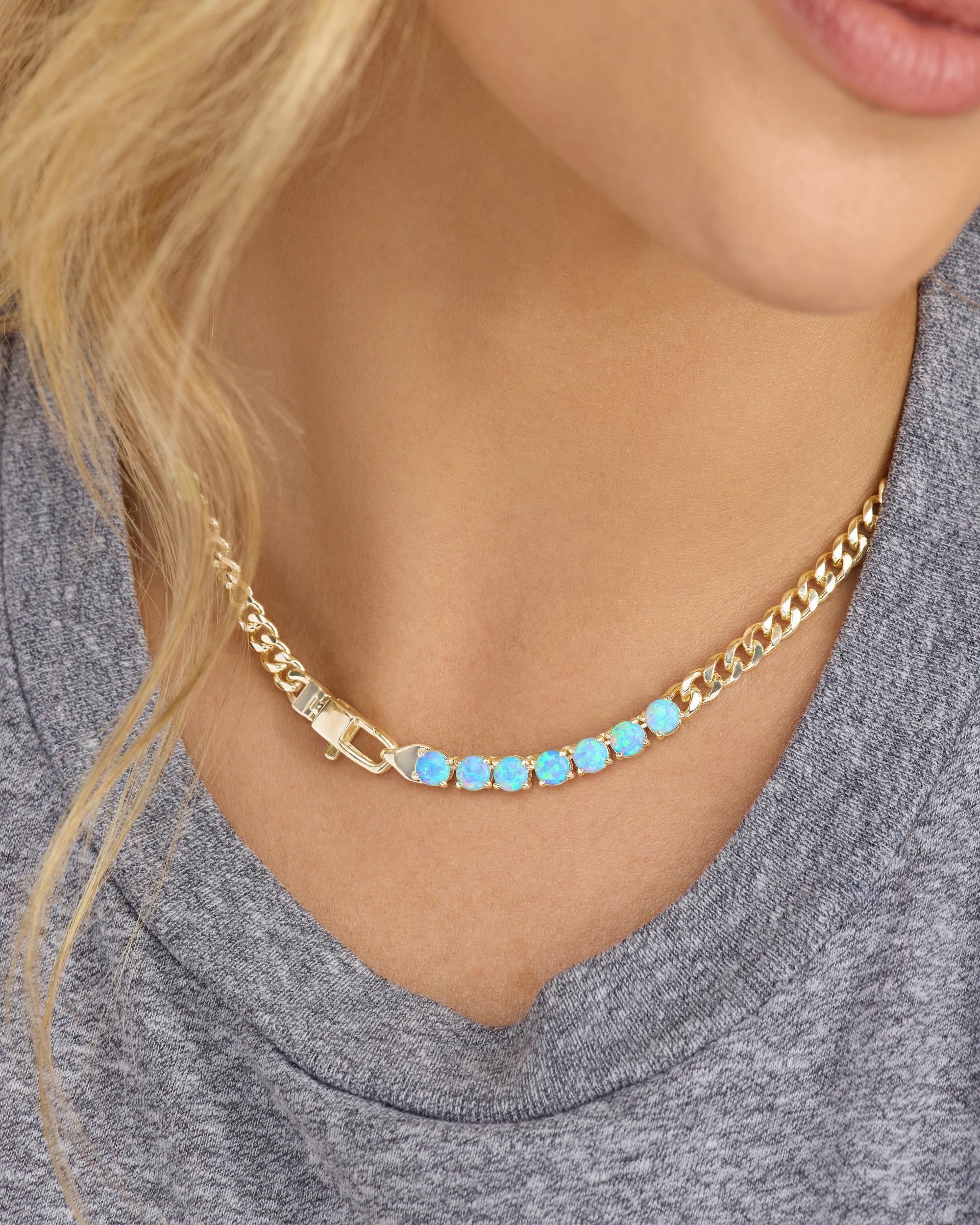 Julian Loves Opals Necklace Gold | Bold 5mm Cuban Chain – Melinda