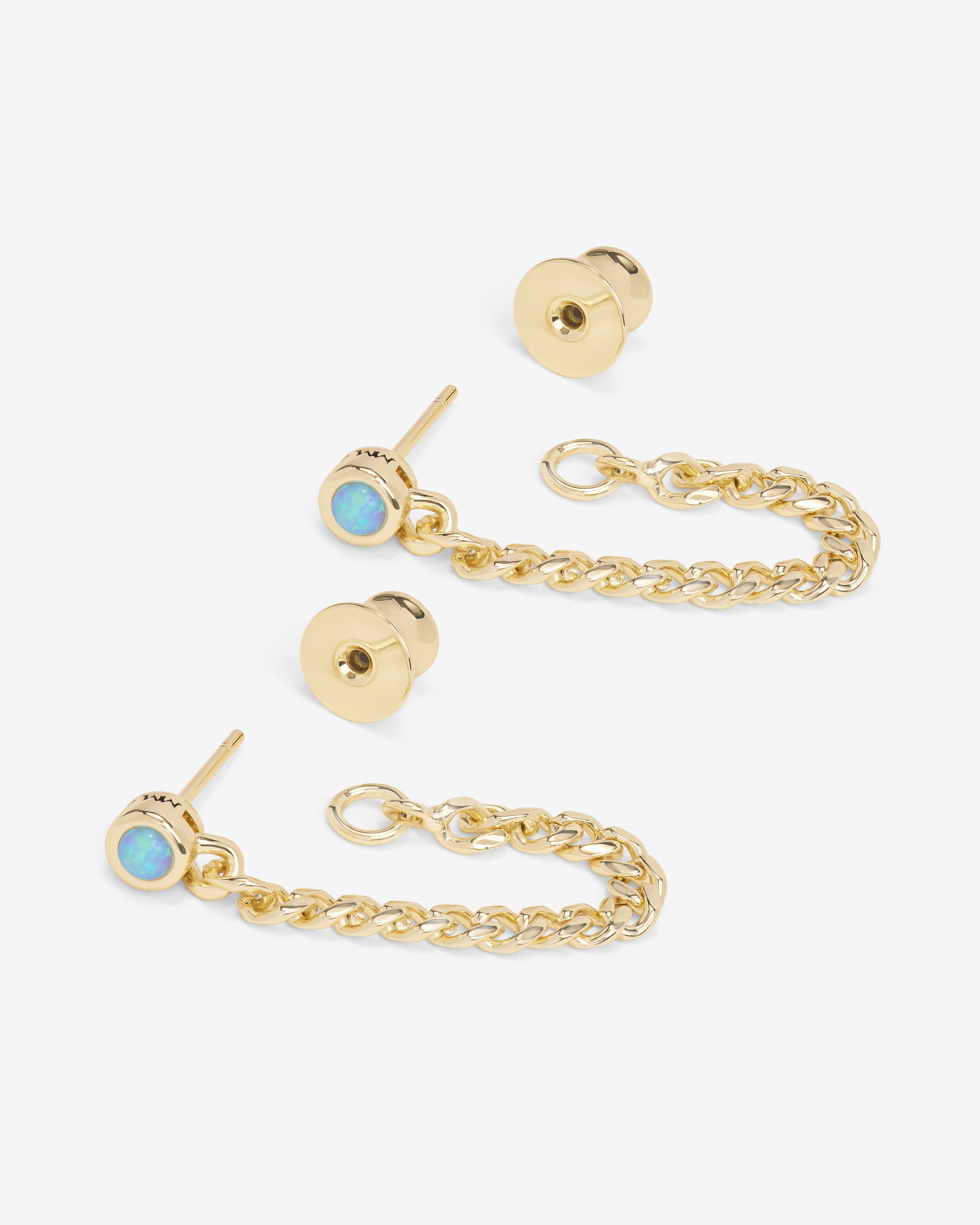 Julian 3mm Soft Chain Hoops - Gold|Blue Opal