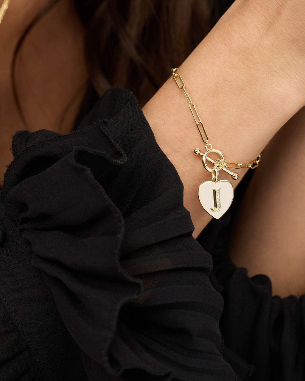 Love Letters Charm Bracelet - Gold|White Diamondettes