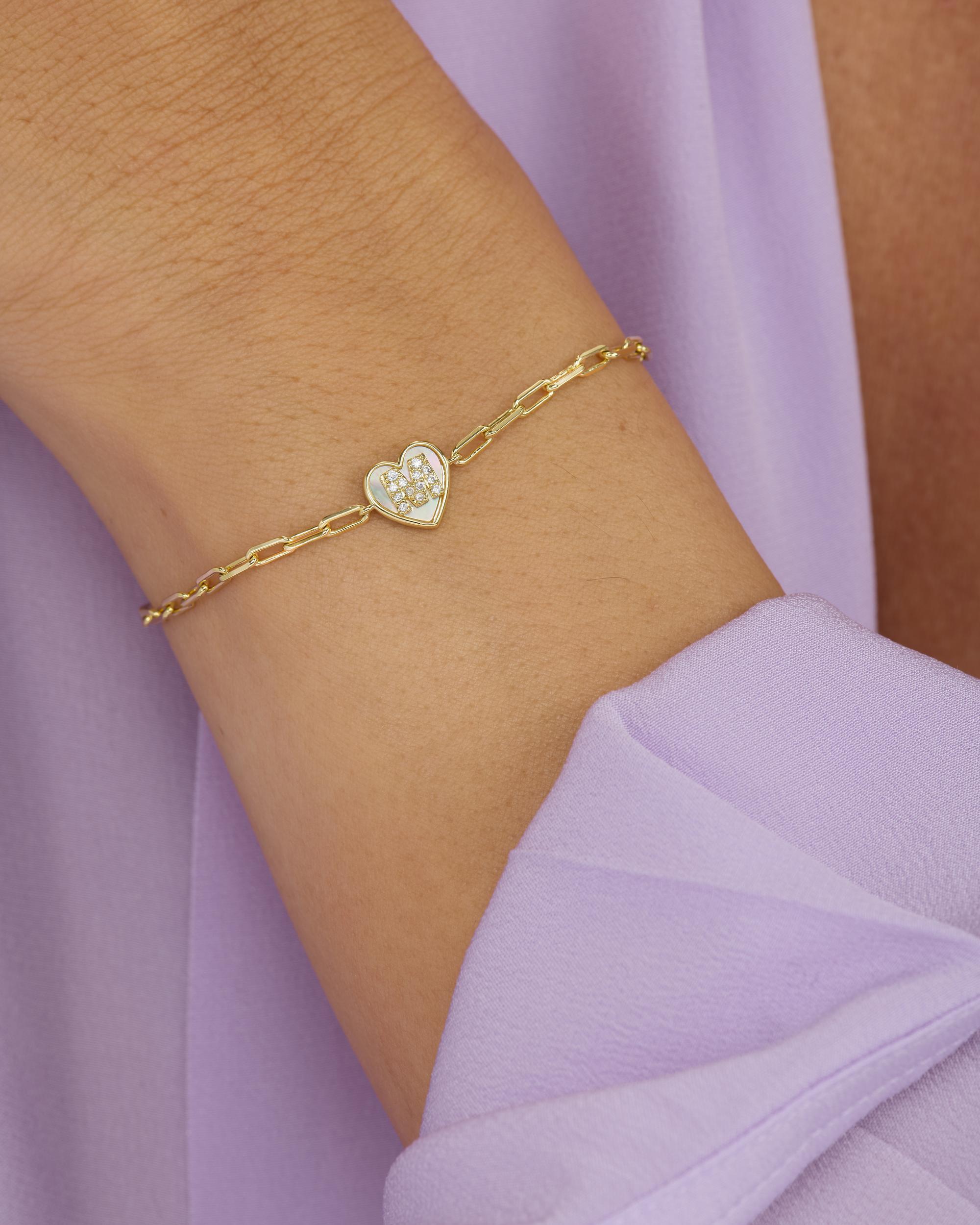 Love Letters Heart Bracelet - Gold|White Diamondettes