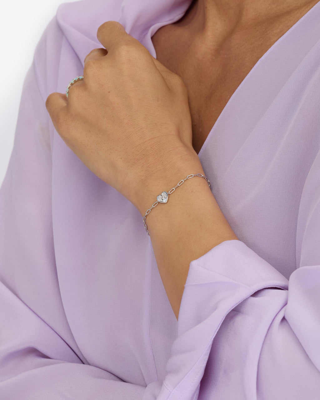 Love Letters Heart Bracelet - Silver|White Diamondettes