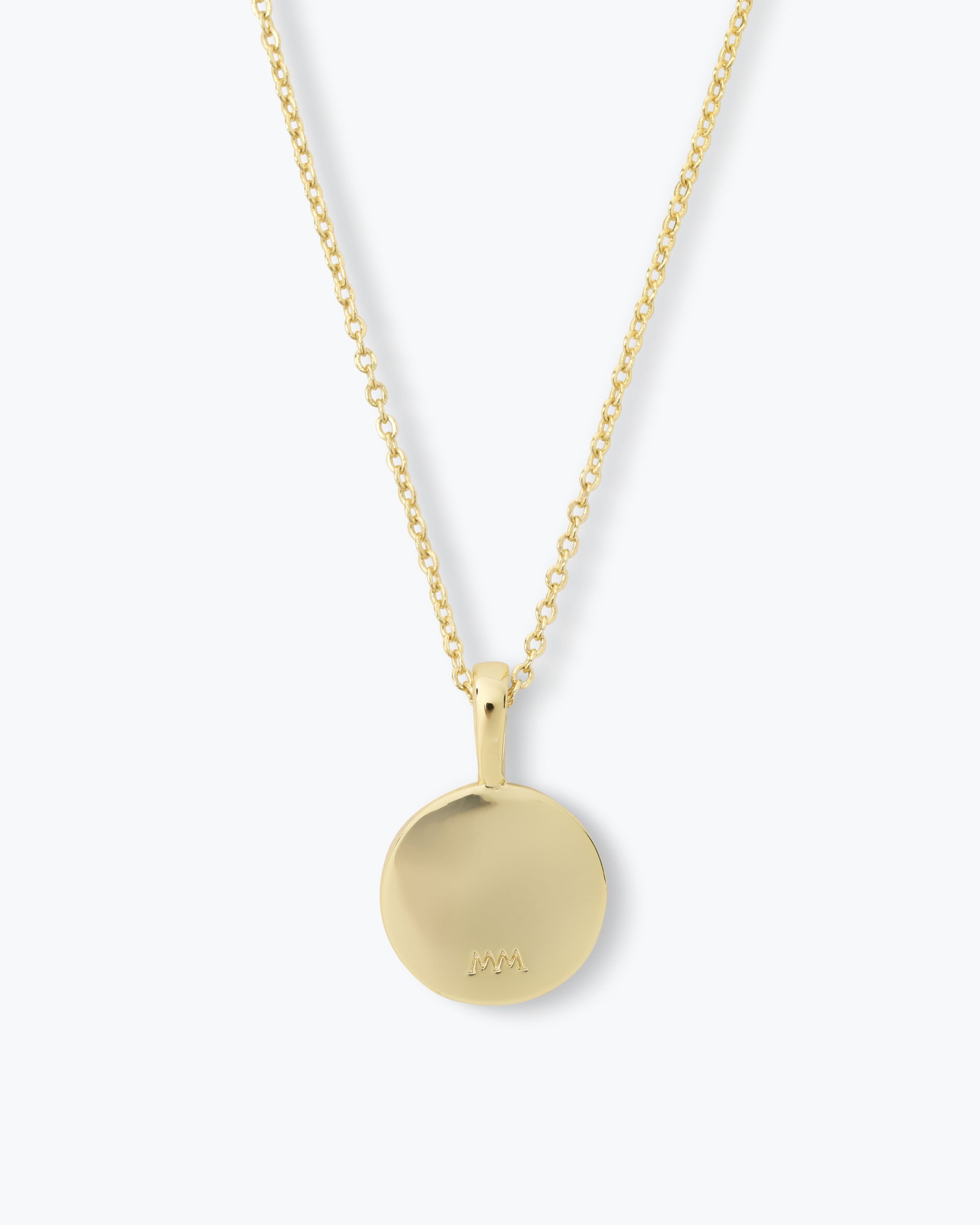 Love Letters Medallion Necklace 12mm - Gold|White Diamondettes