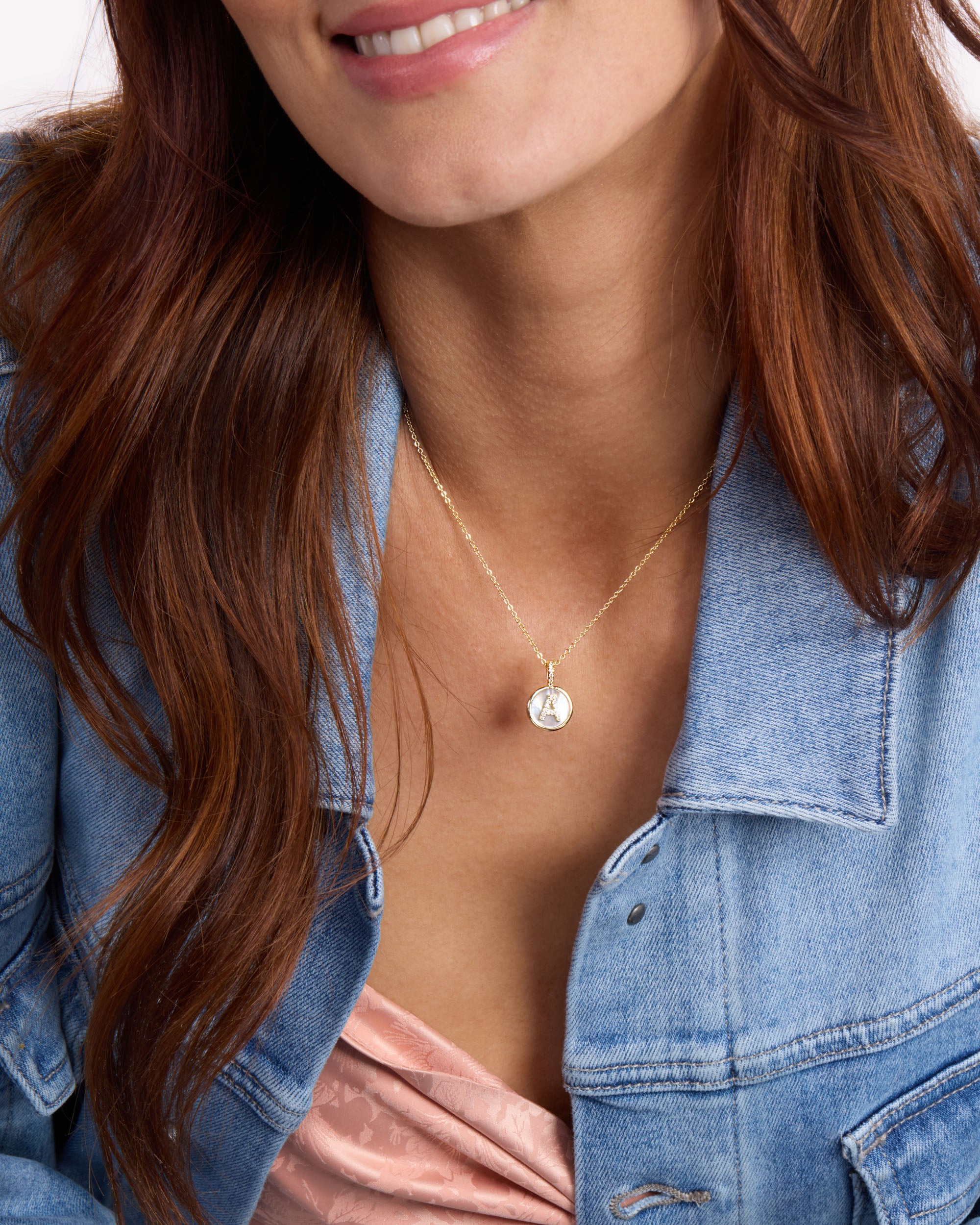 Love Letters Medallion Necklace 12mm - Gold|White Diamondettes