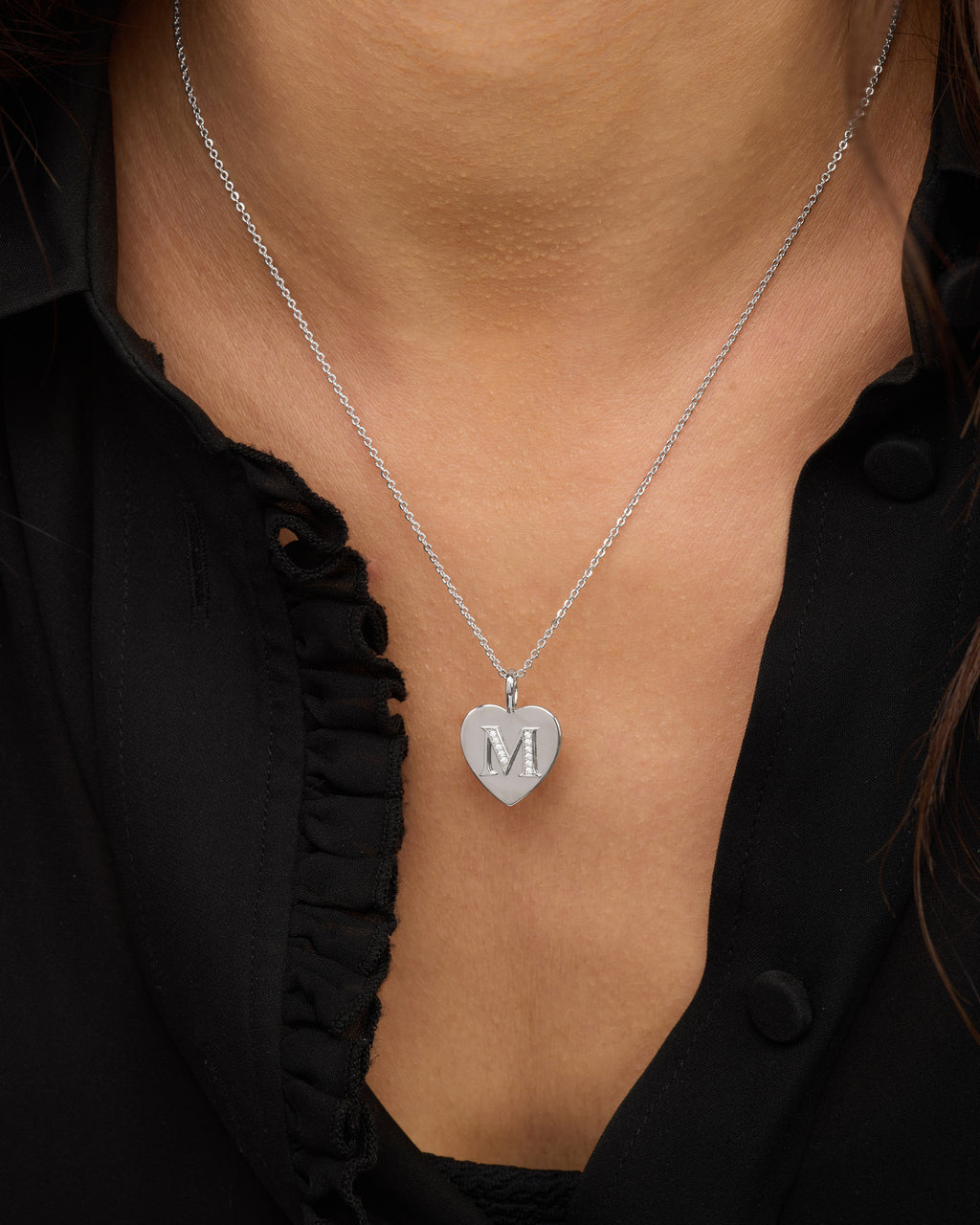 Love Letters Pendant Necklace - Silver|White Diamondettes