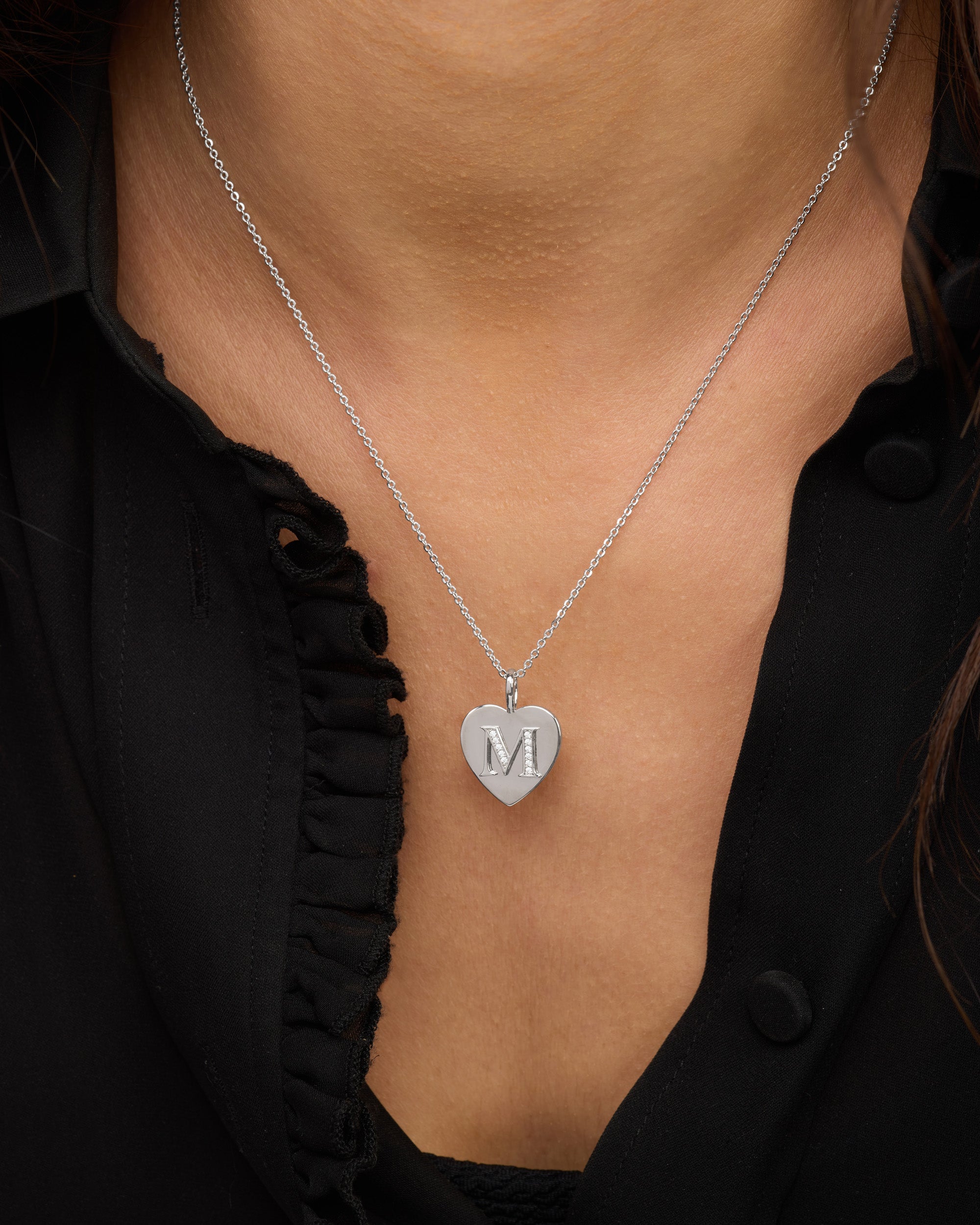 Love Letters Pendant Necklace - Silver|White Diamondettes