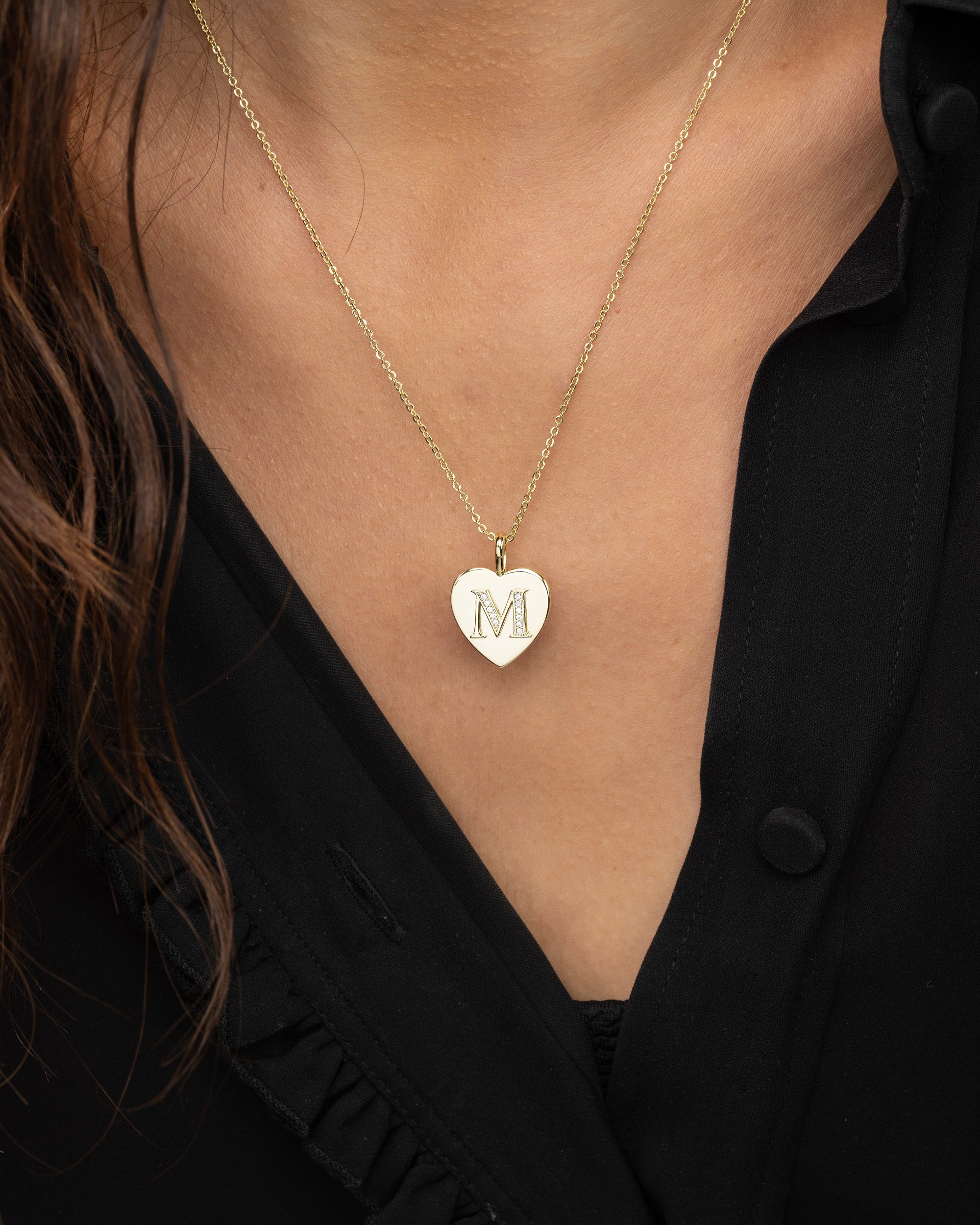 Love Letters Pendant Necklace - Gold|White Diamondettes