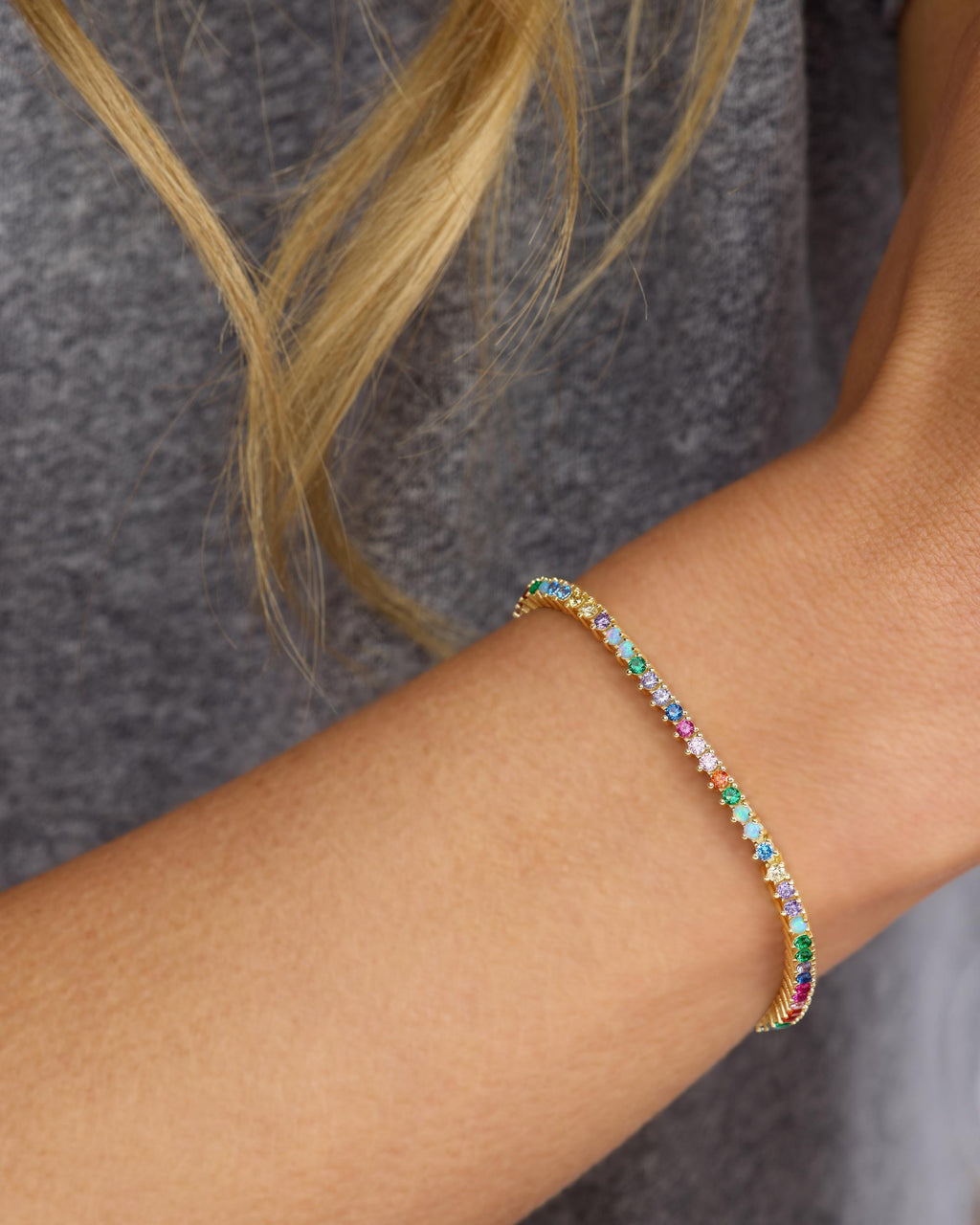 Not Your Basic Tennis Bracelet 2mm - Gold|Multi Stone