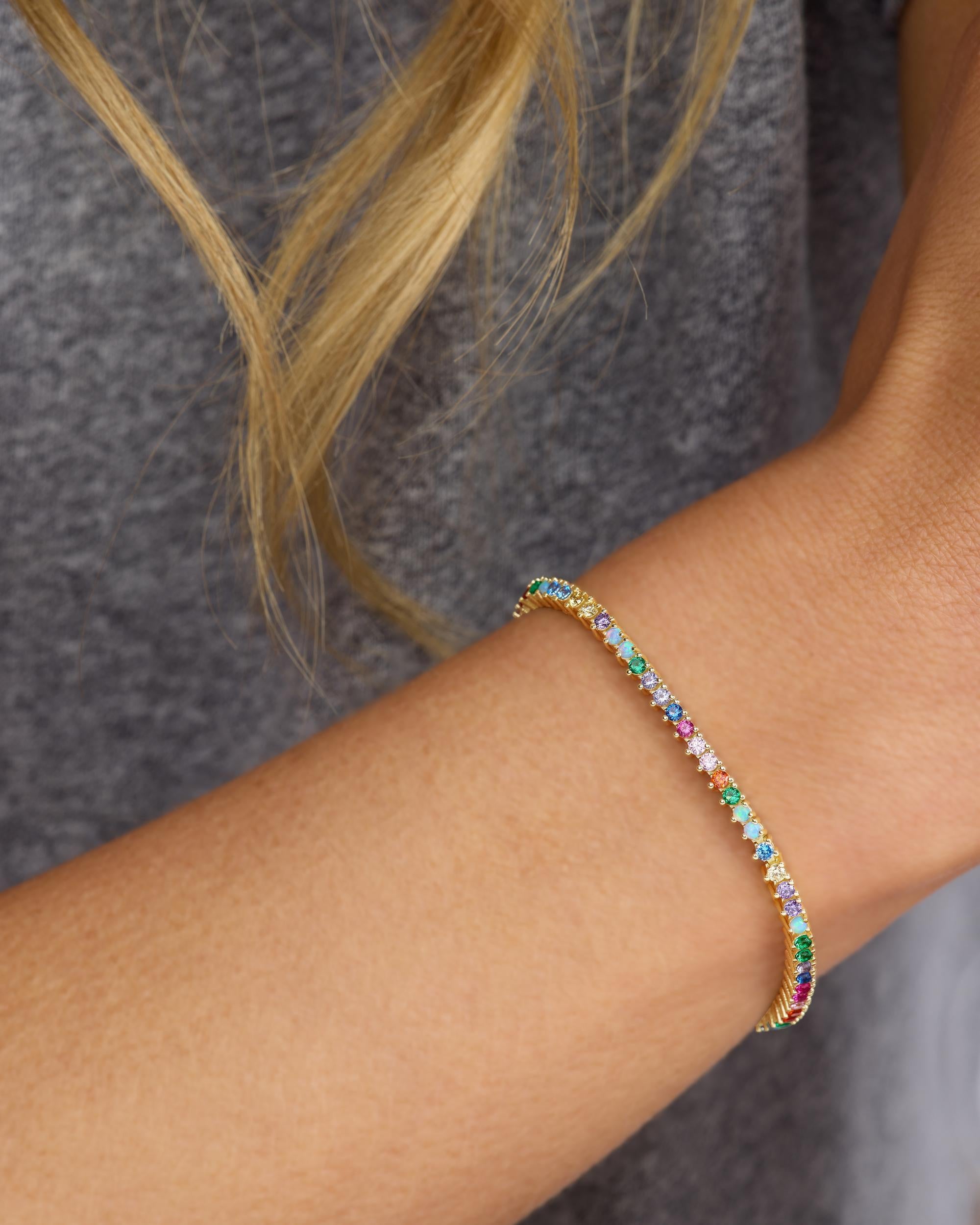 Not Your Basic Tennis Bracelet 2mm - Gold|Multi Stone