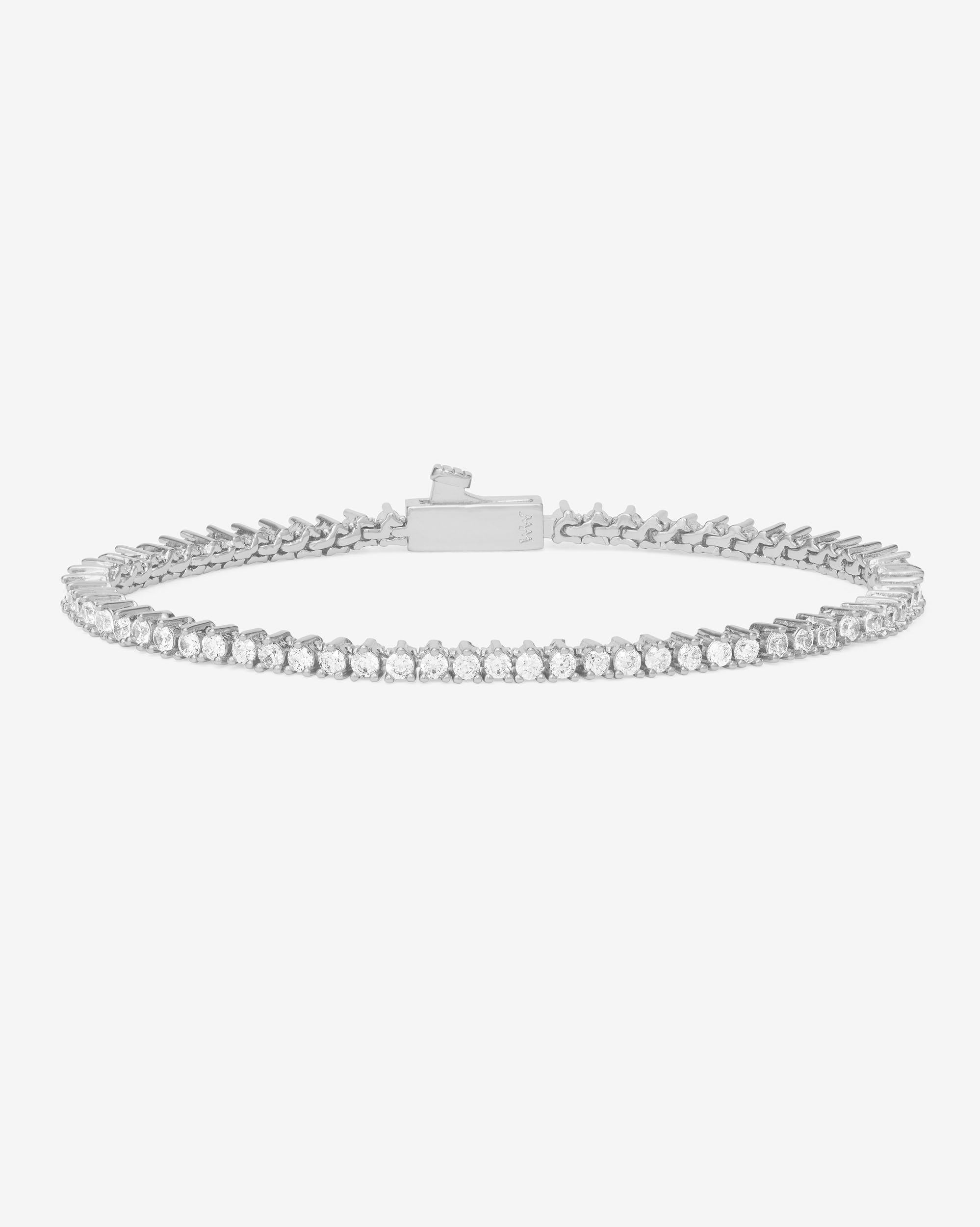 Not Your Basic Tennis Bracelet 2mm - Silver|White Diamondettes