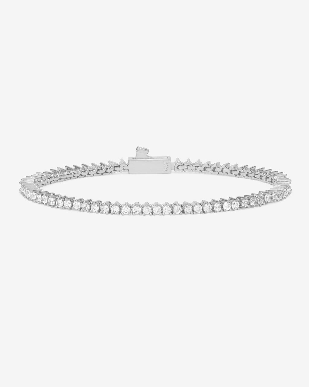 Not Your Basic Tennis Bracelet 2mm Silver White Diamondettes