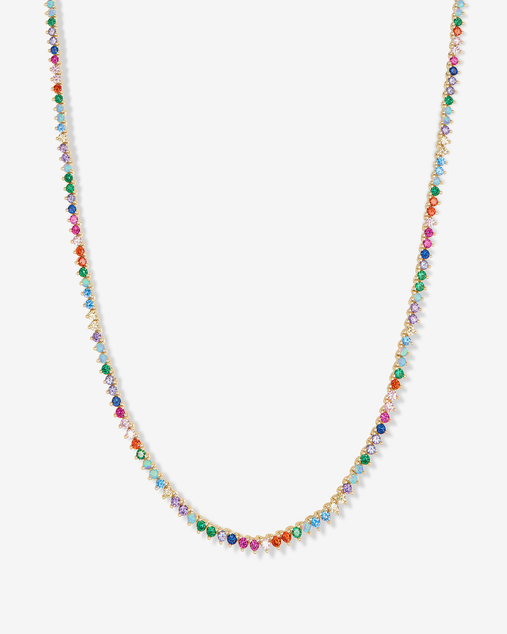 Not Your Basic Tennis Necklace 2mm - Gold|Multi Stone